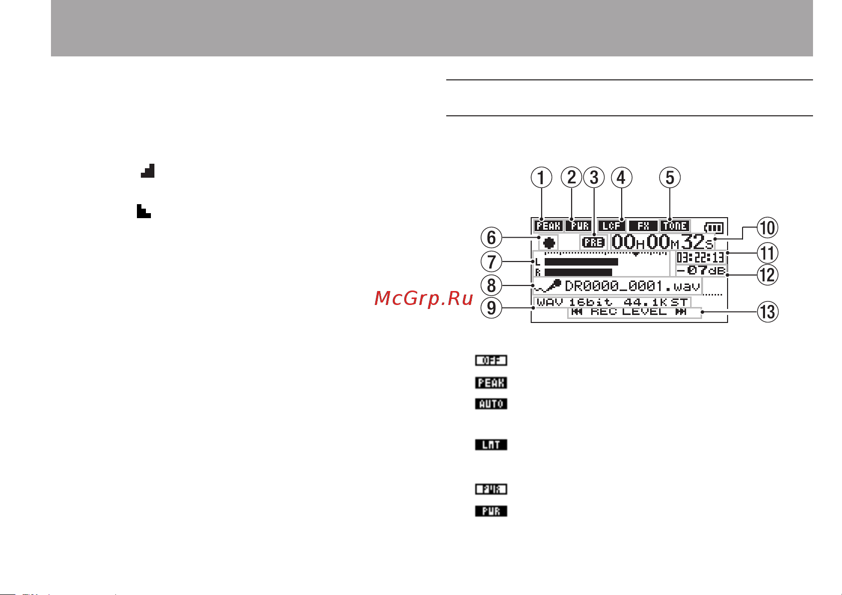 Tascam DR-05 version 2 [19/113] Названия и функции узлов