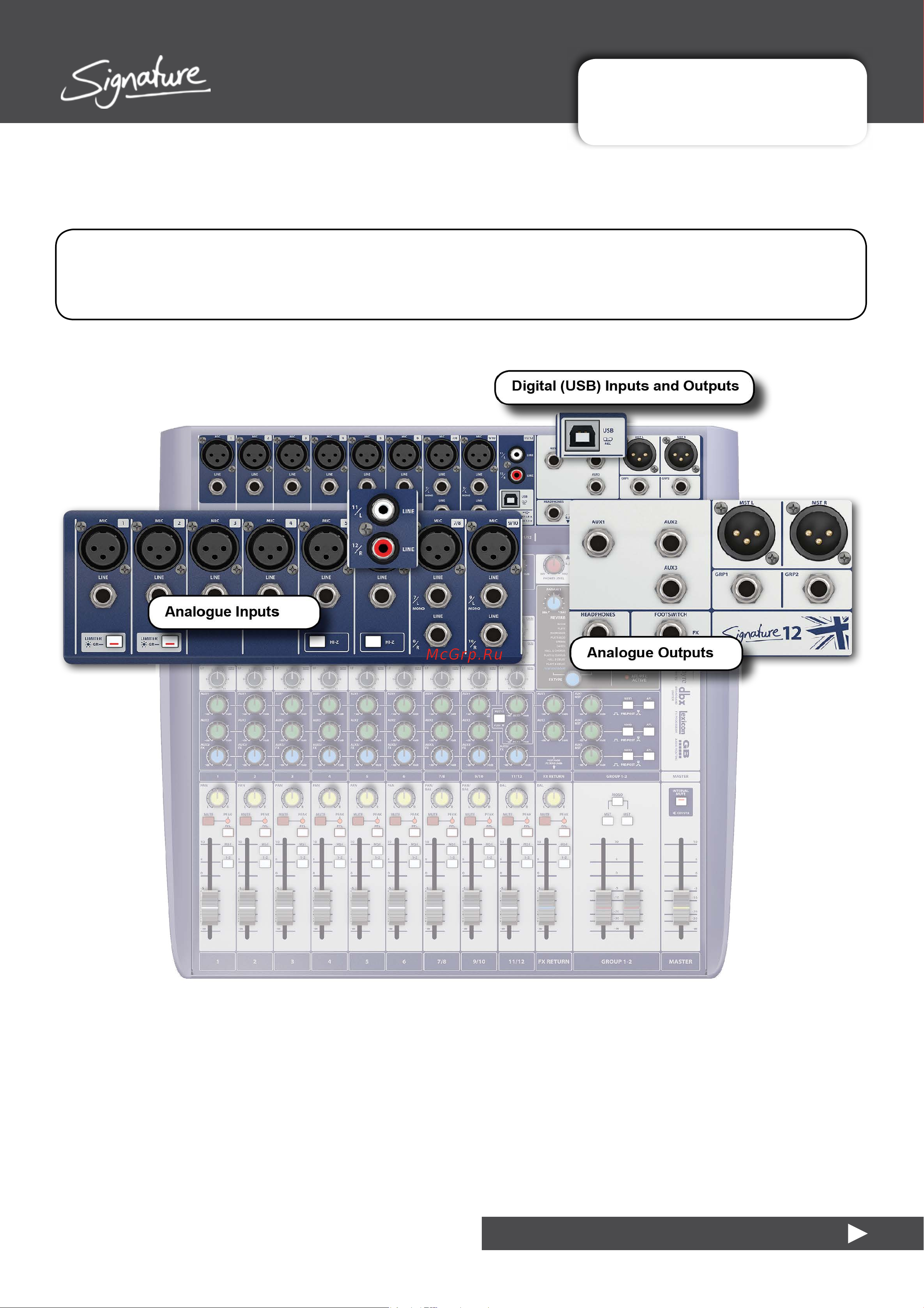 Soundcraft Signature 10 [18/55] Inputs and outputs