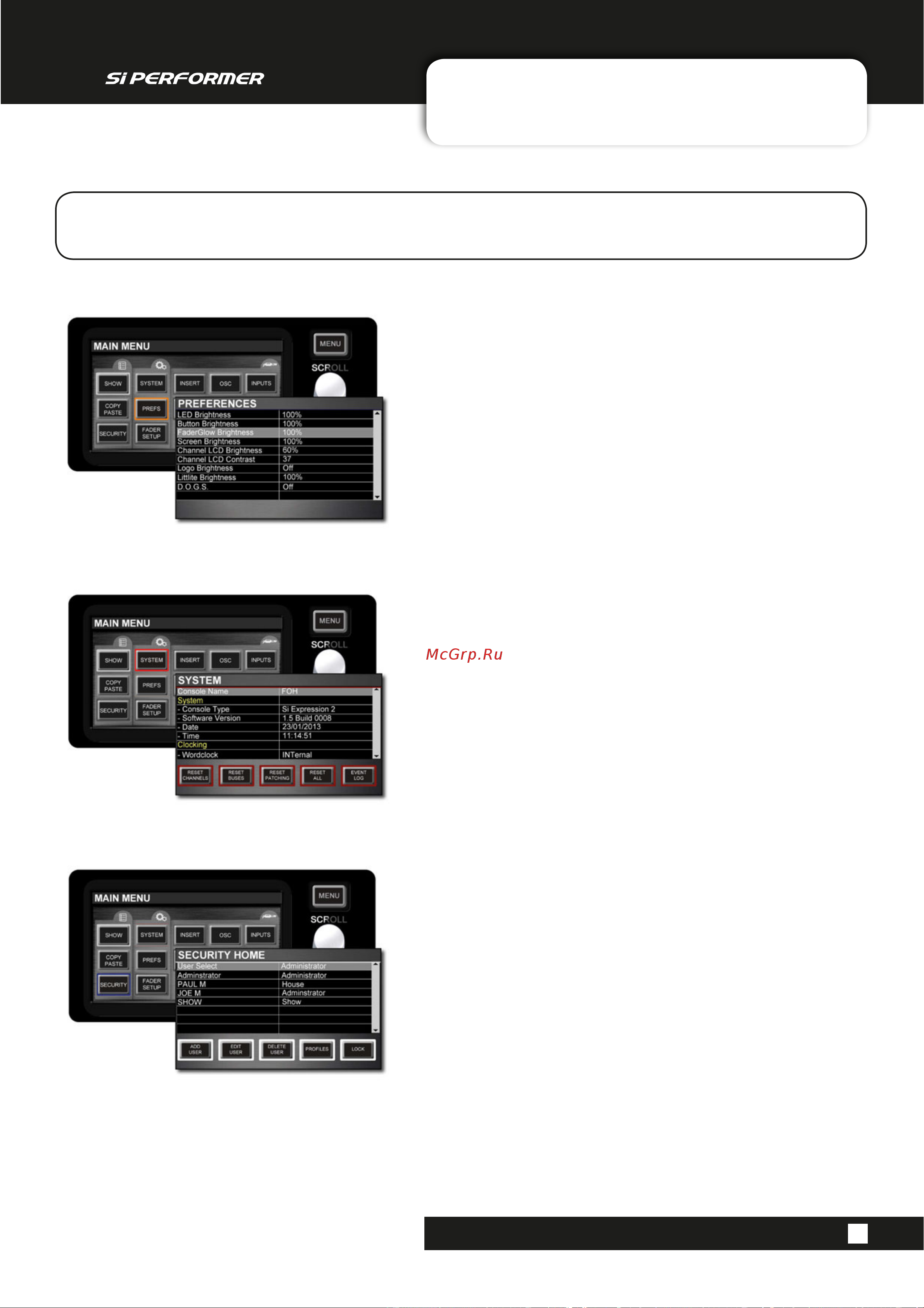 Soundcraft Si Performer 1 [113/135] Preferences system security