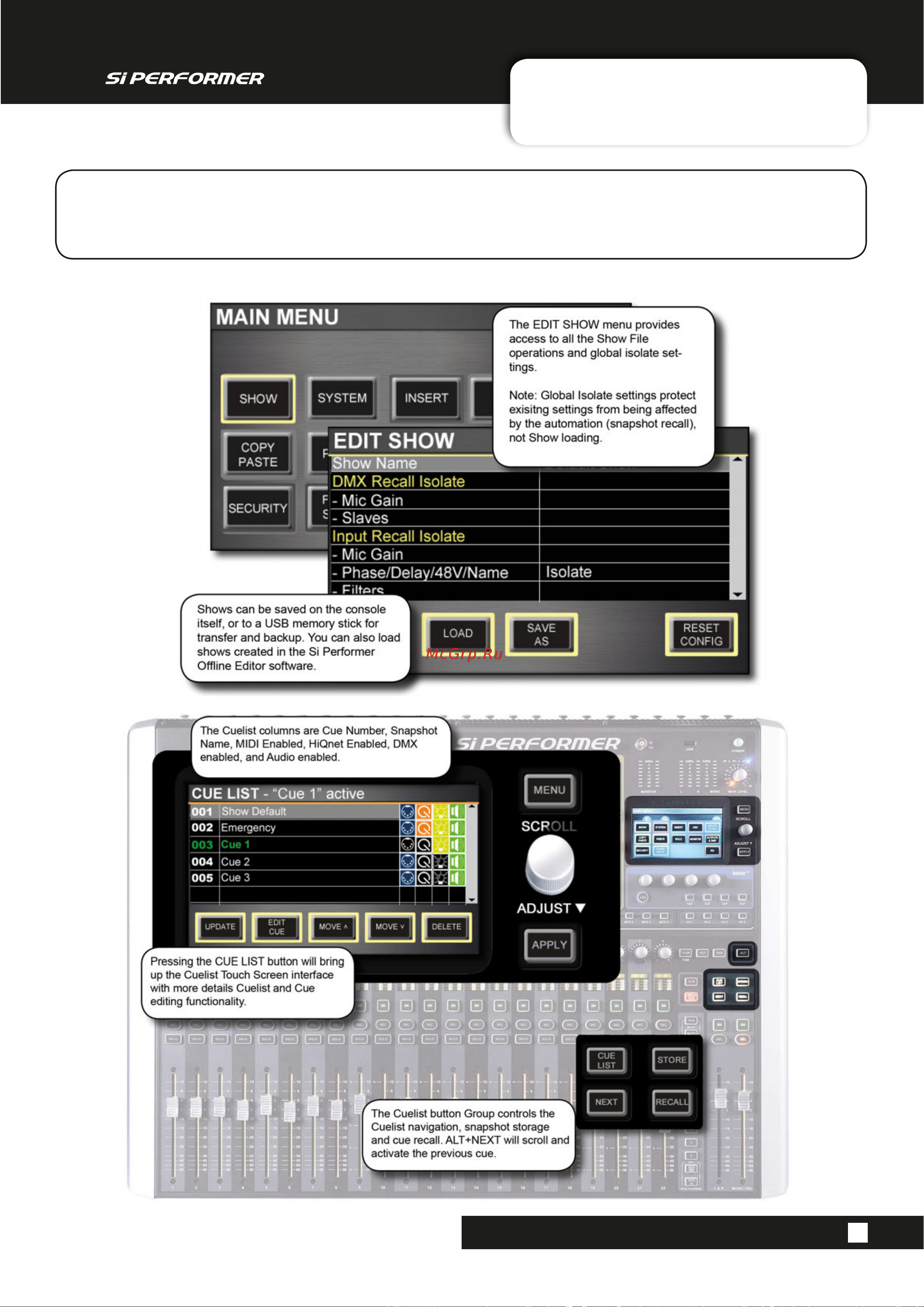 Soundcraft Si Performer 1 [89/135] Shows cuelist snapshots