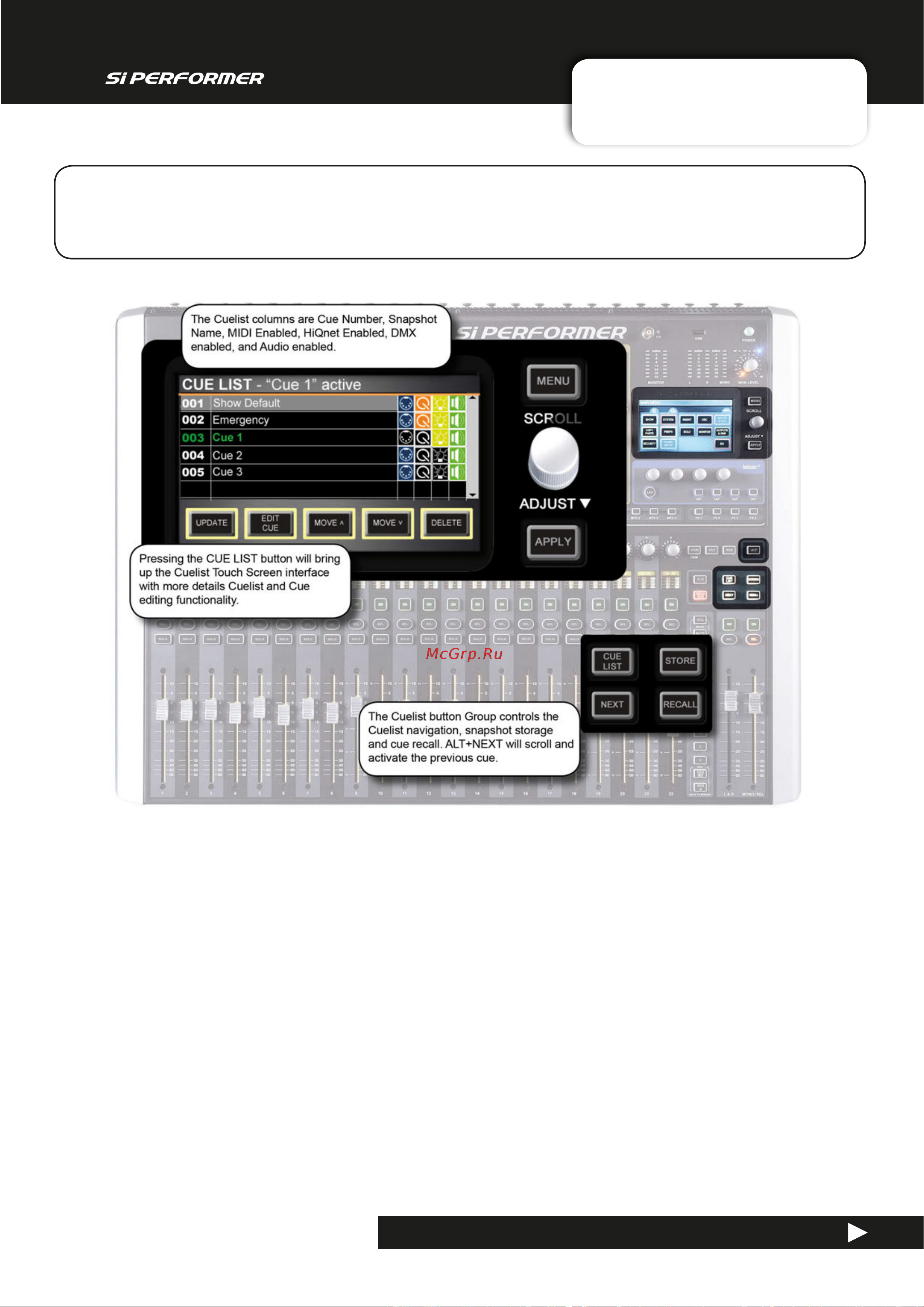 Soundcraft Si Performer 1 [92/135] Cuelist snapshots
