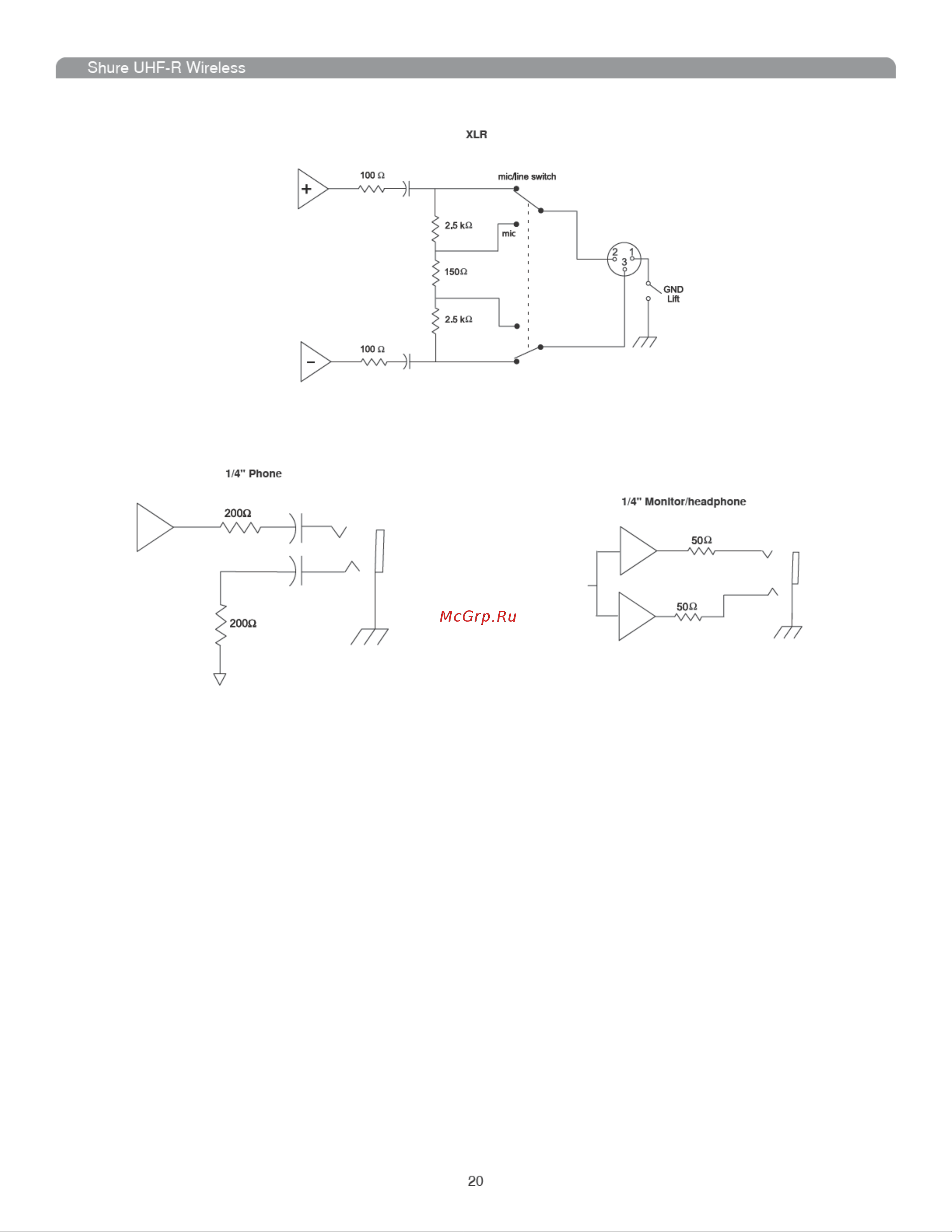 Shure UR1M J5E 578 - 638 MHz Руководство по эксплуатации онлайн [20/50] 776263