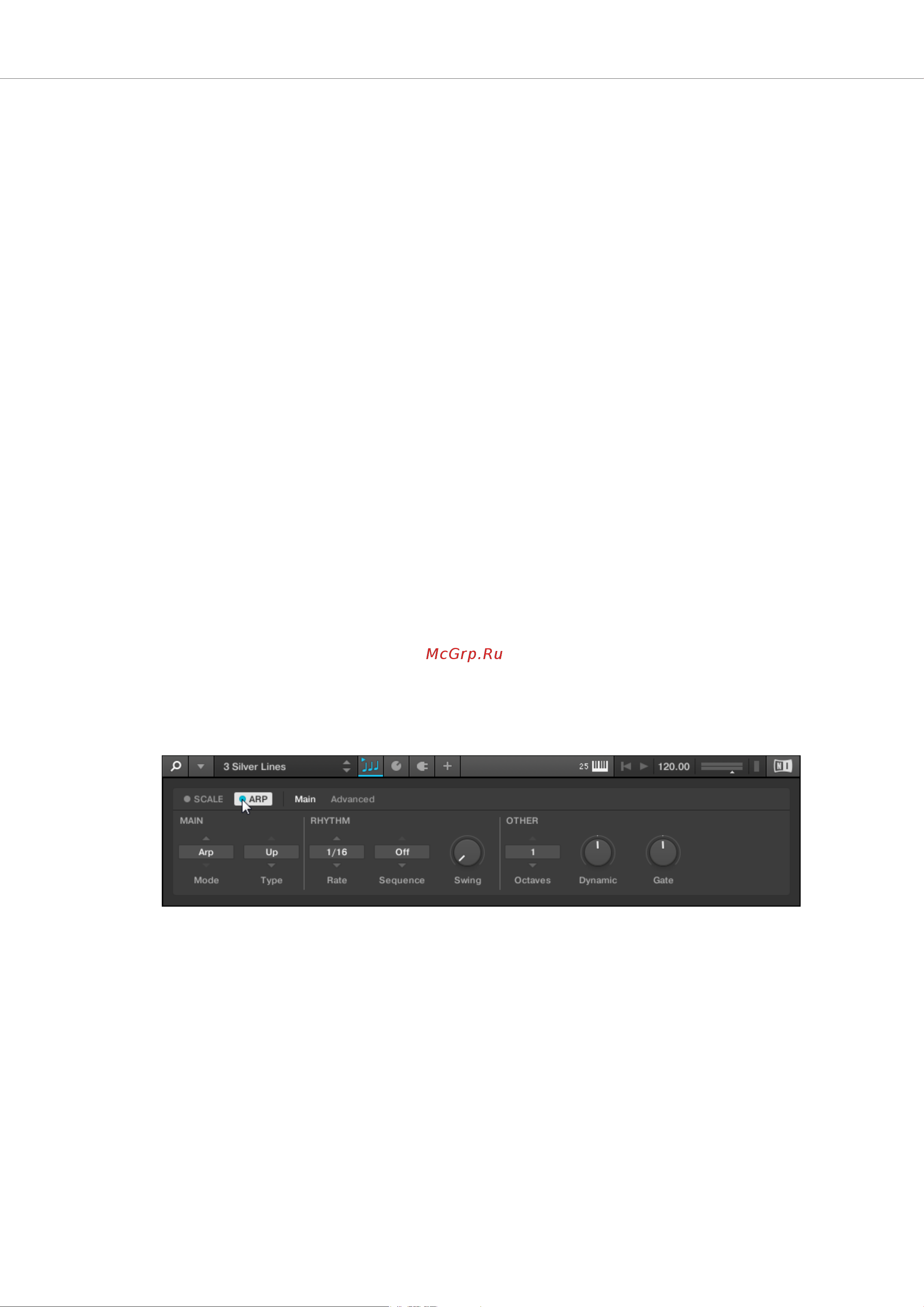 Native Instruments Komplete Kontrol A49 [115/141] Editing the arpeggiator