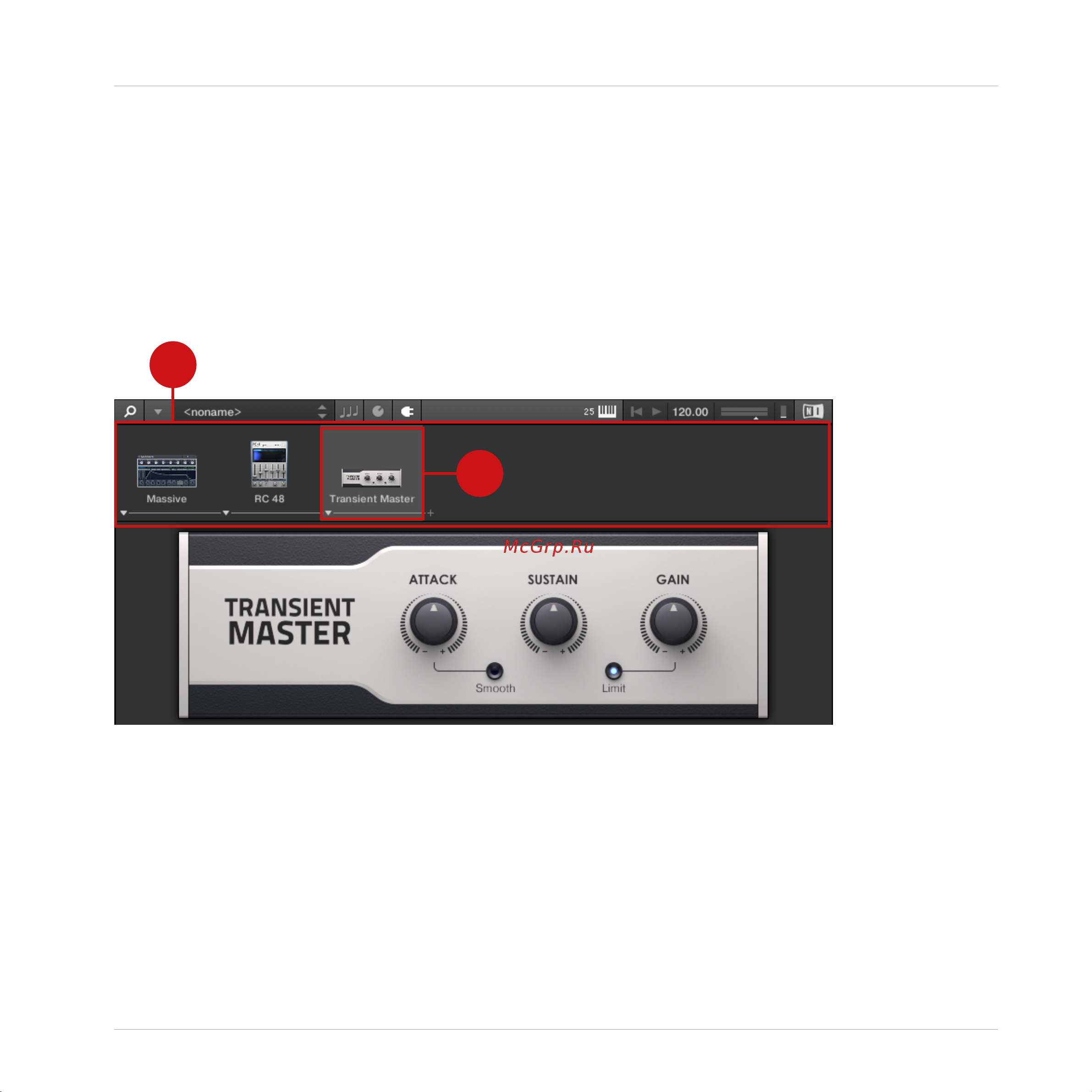 Native Instruments Komplete Kontrol A25 [34/183] Plug in chain panel