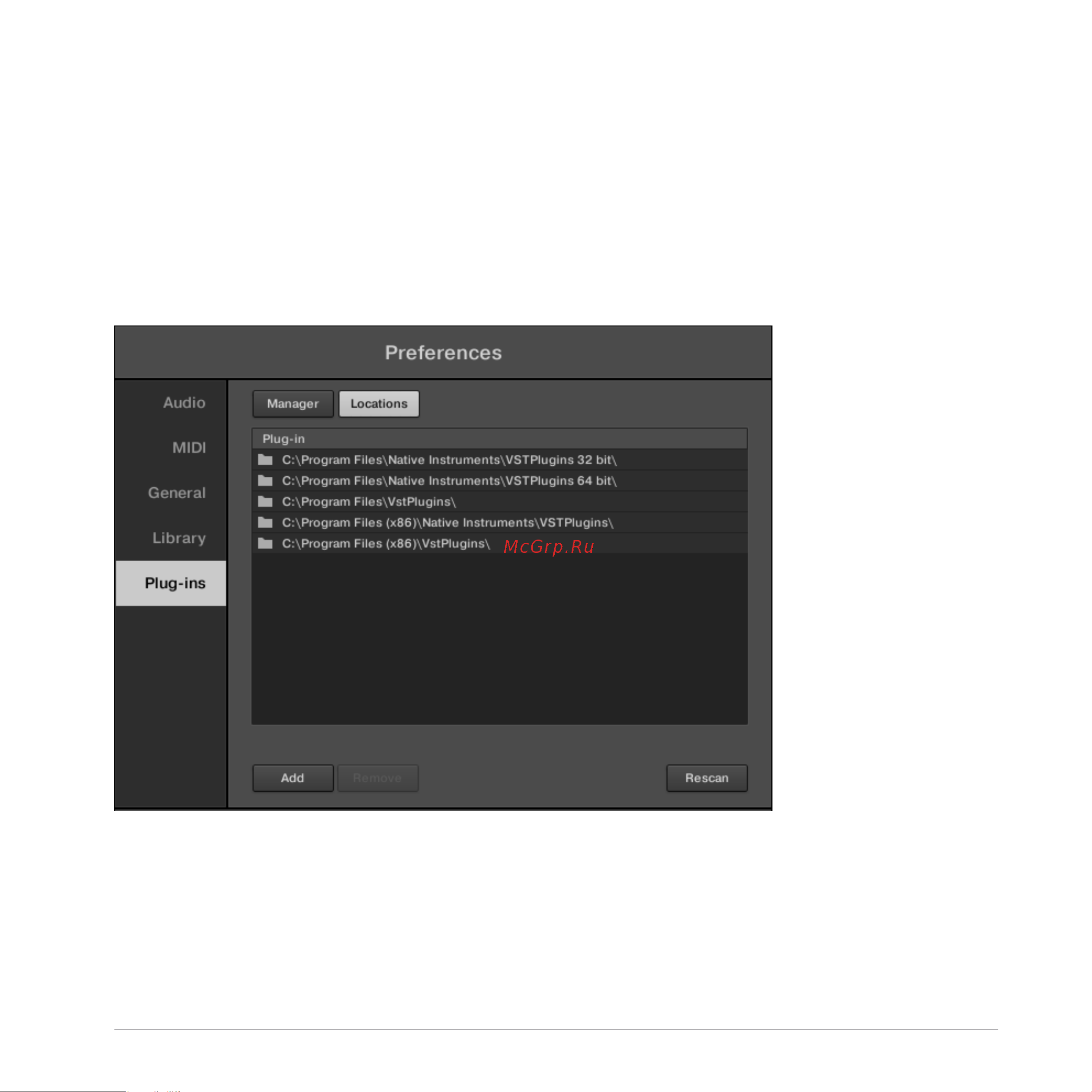 Native Instruments Komplete Kontrol A25 [65/183] Locations pane