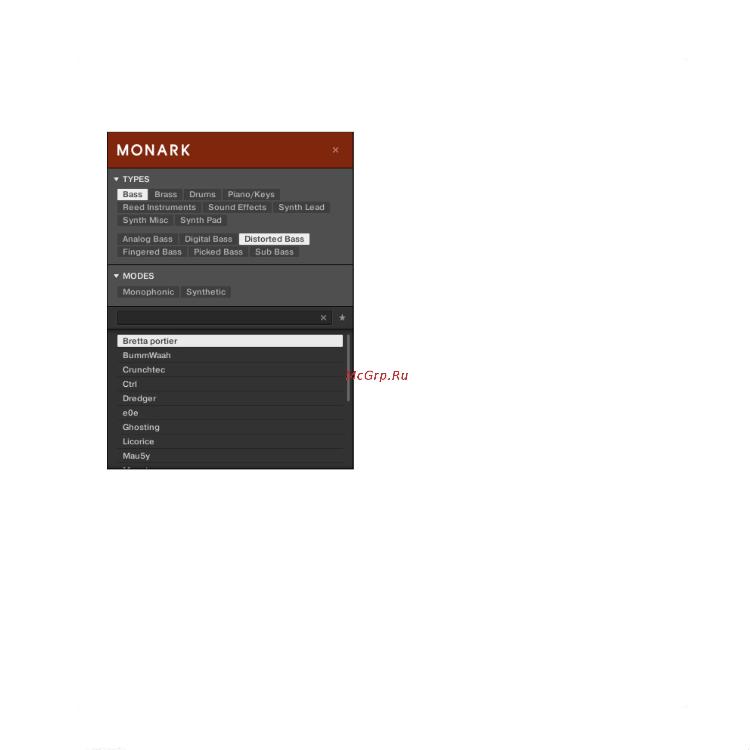 Native Instruments Komplete Kontrol A25 [85/183] Filtering preset files by types and modes using the keyboard