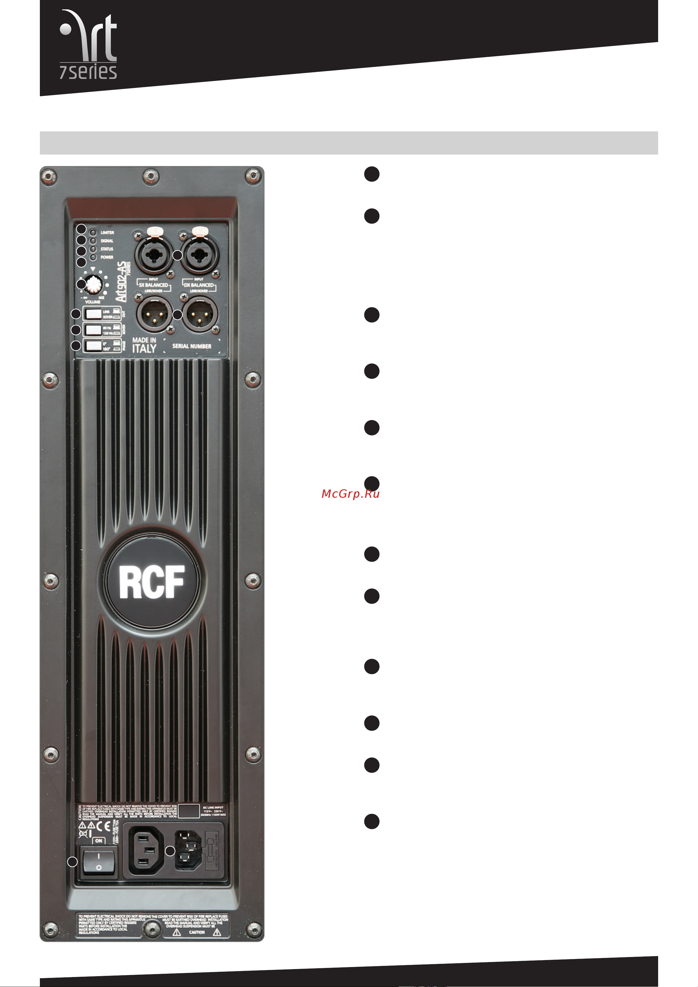 RCF ART 905-AS [4/12] Rear panel features and controls