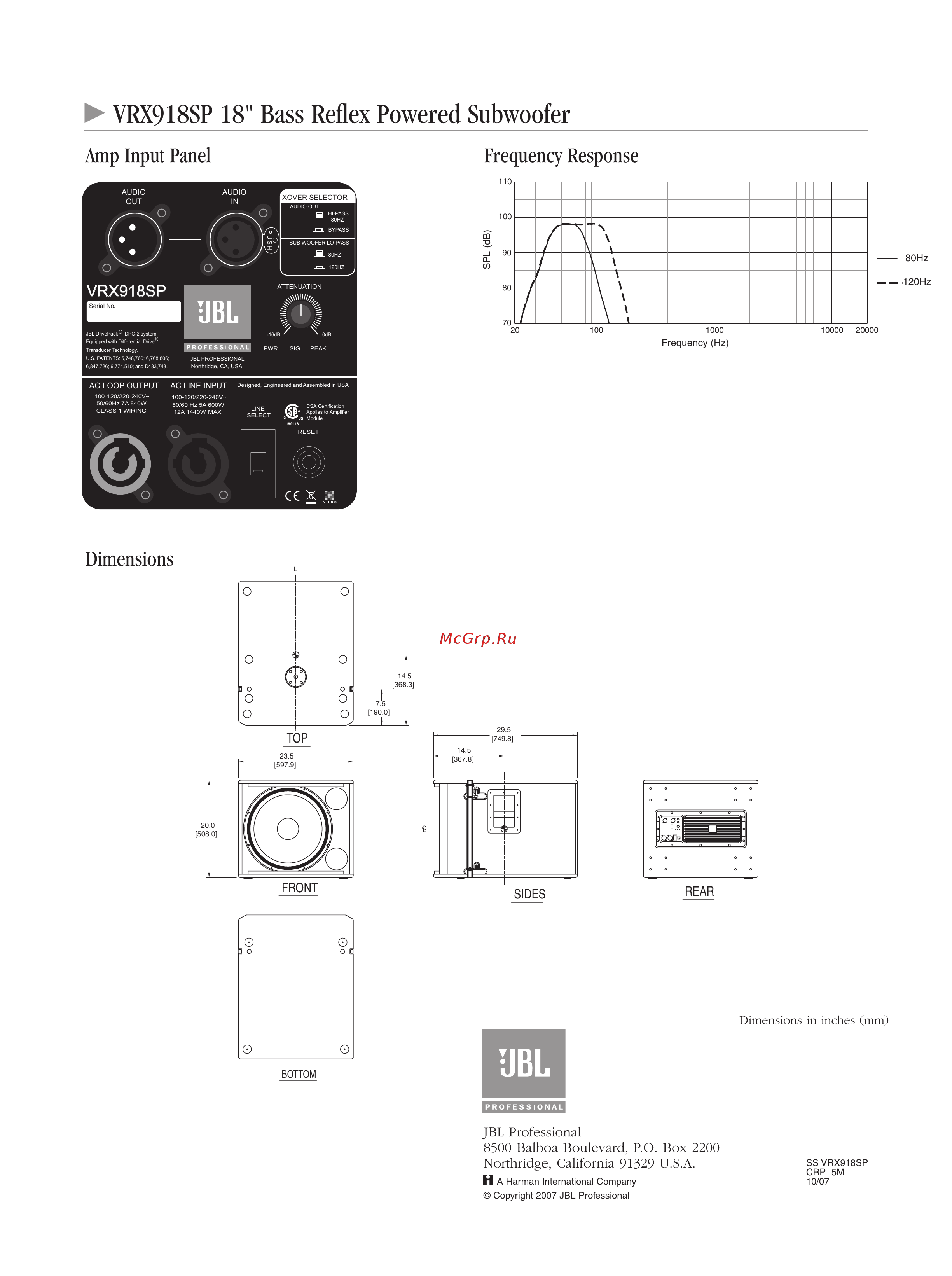 JBL VRX918SP [2/2] 100 1000 10000 20000