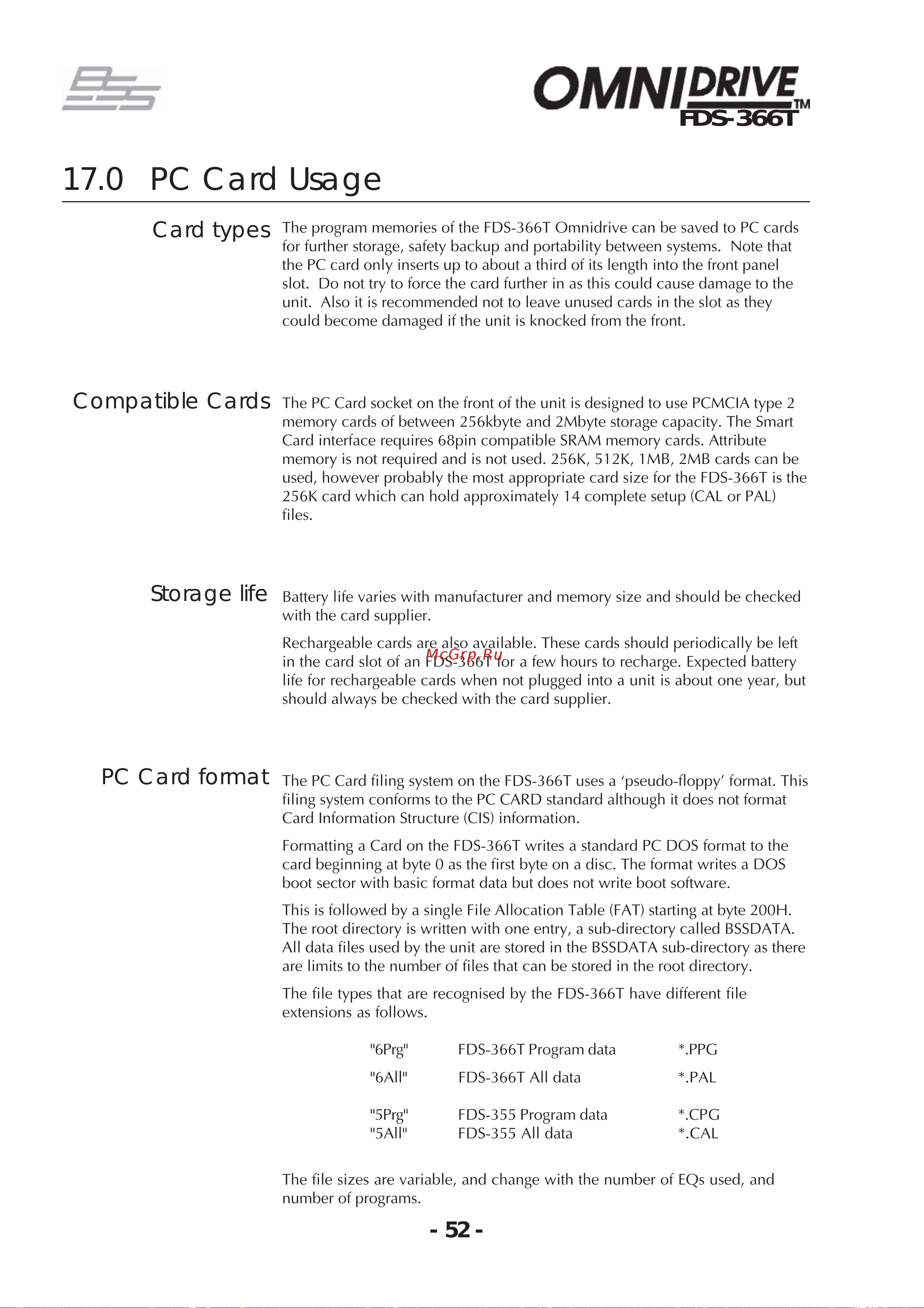 BSS 366T OmniDrive [52/112] Pc card usage
