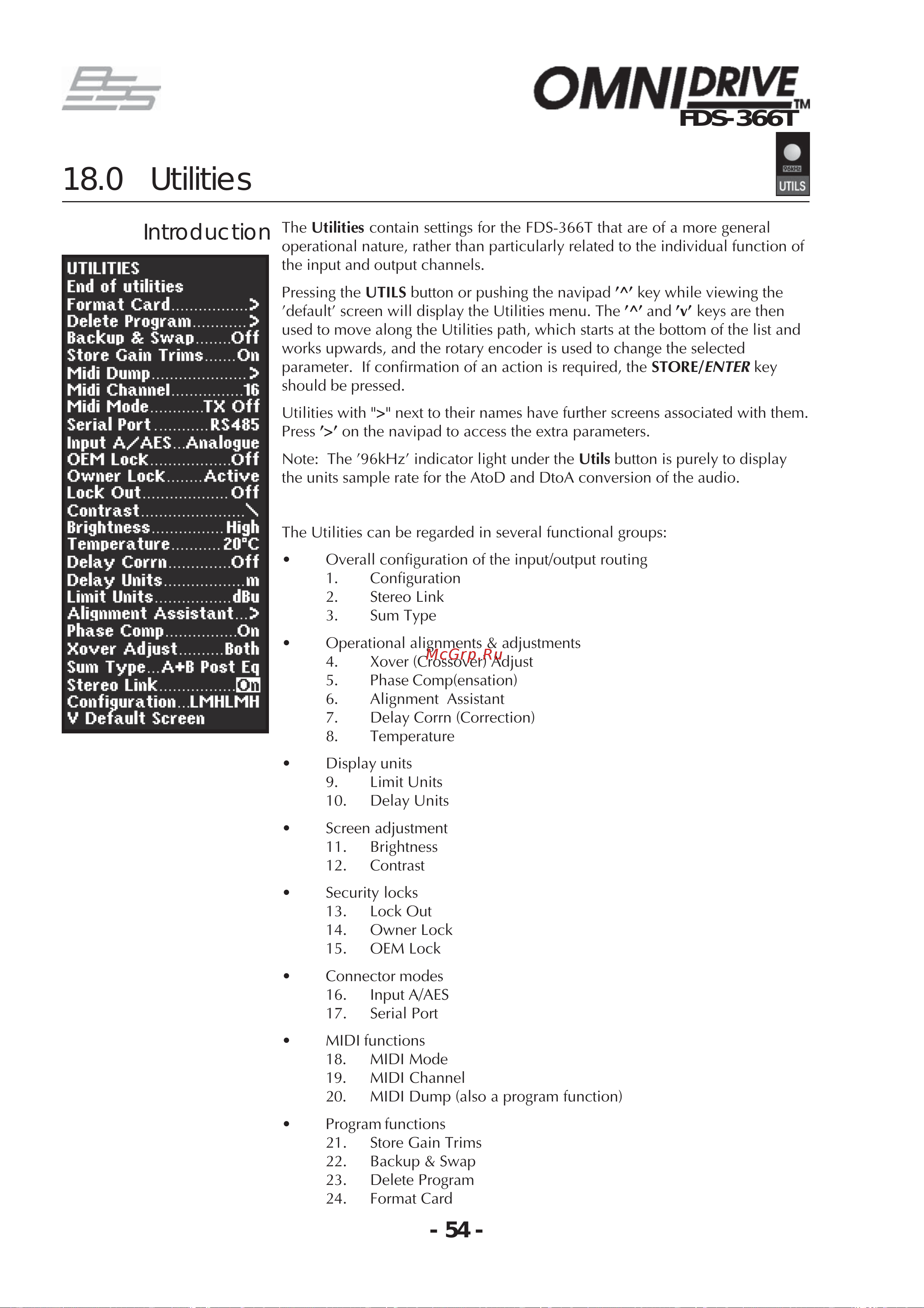 BSS 366T OmniDrive [54/112] Utilities