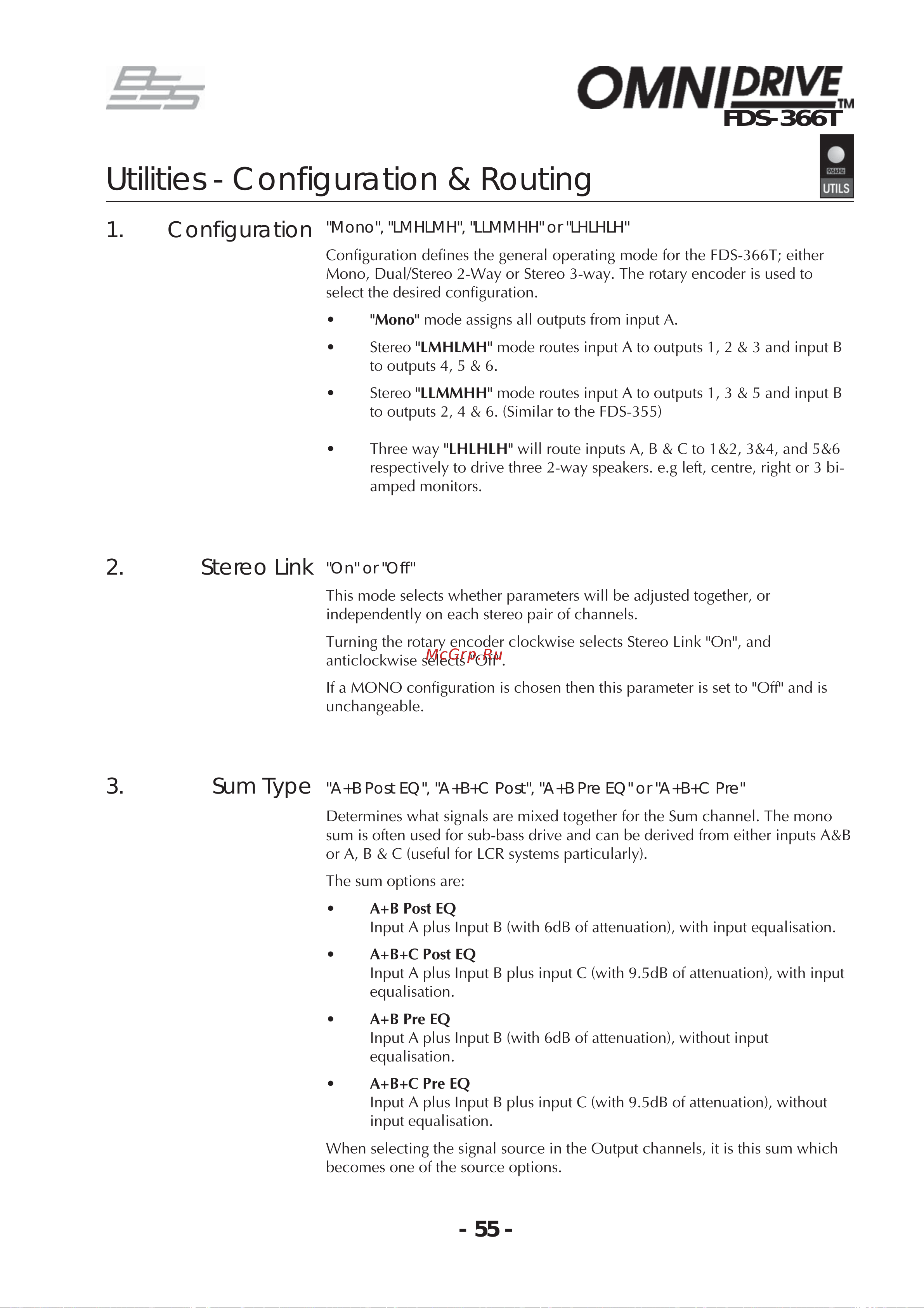 BSS 366T OmniDrive [55/112] Utilities configuration routing