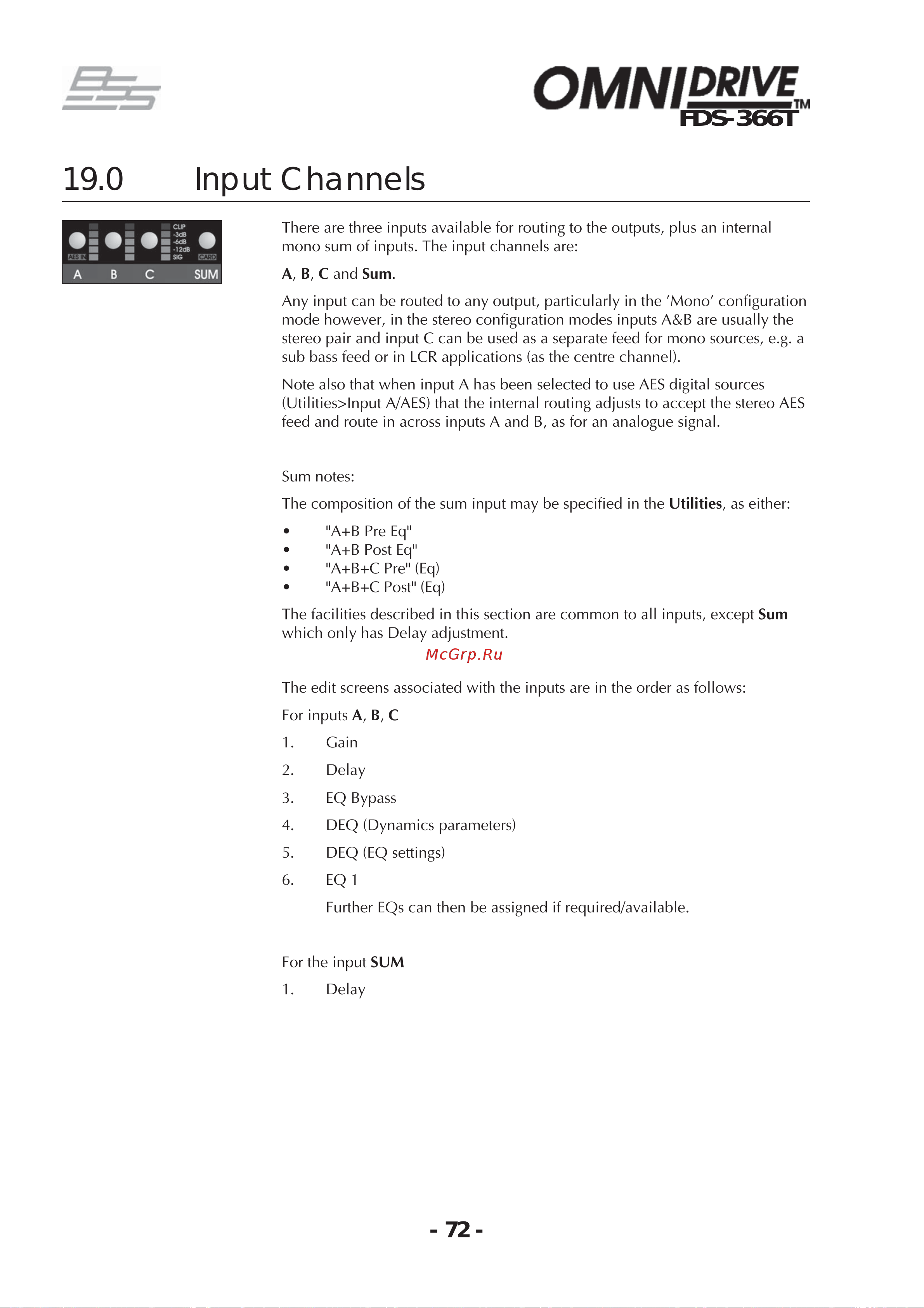 BSS 366T OmniDrive [72/112] Input channels