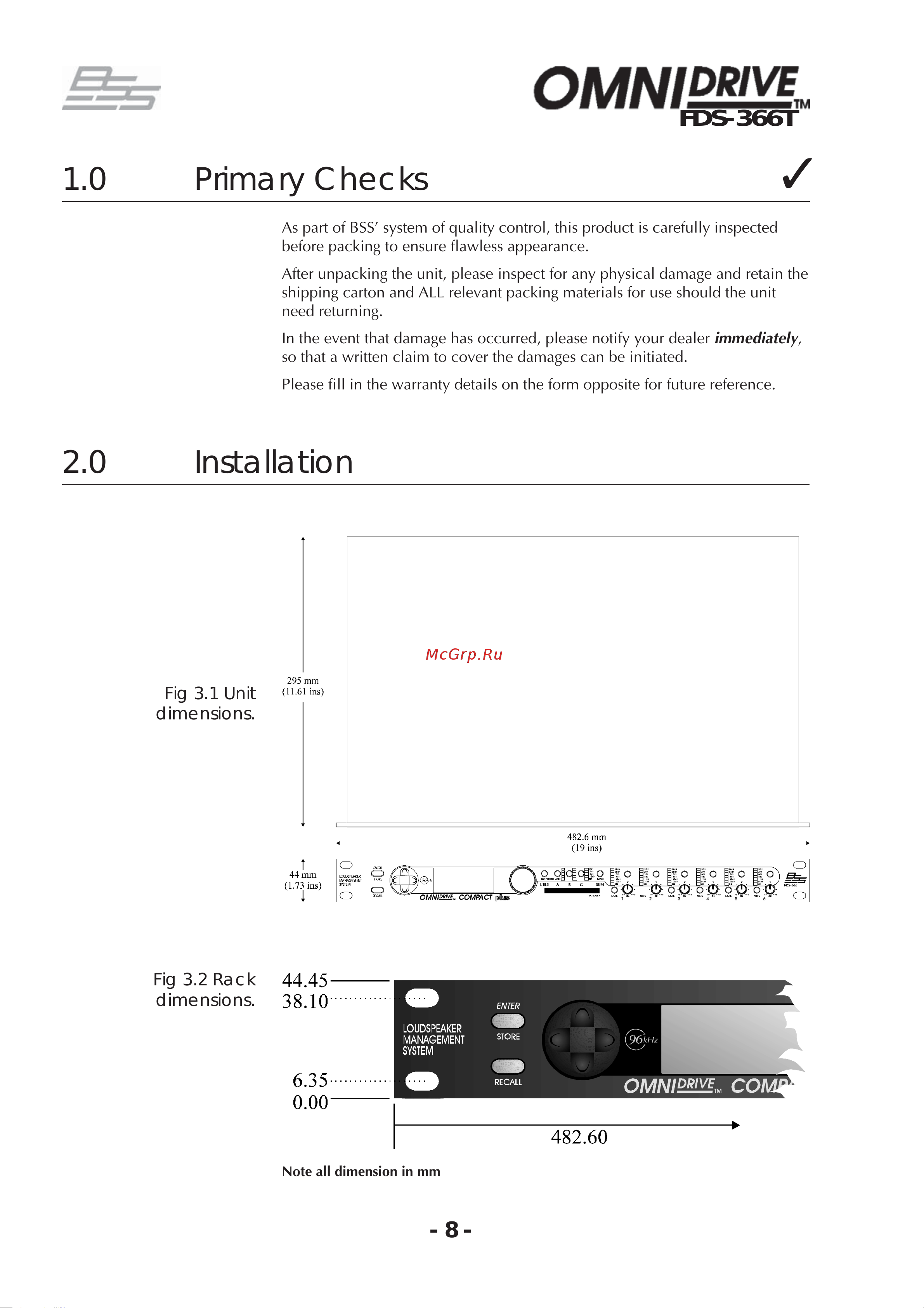 BSS 366T OmniDrive [8/112] Primary checks