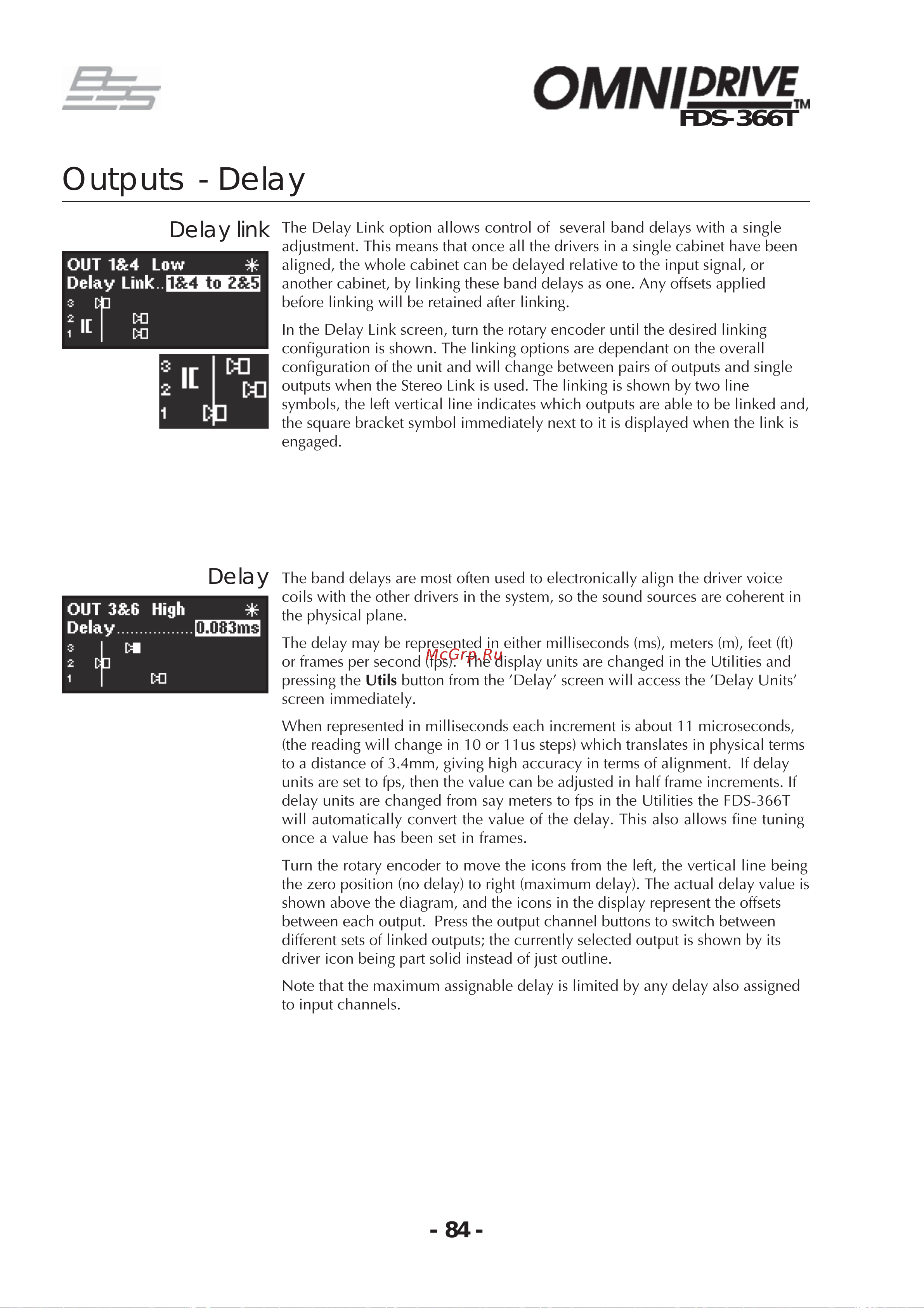 BSS 366T OmniDrive [84/112] Outputs delay