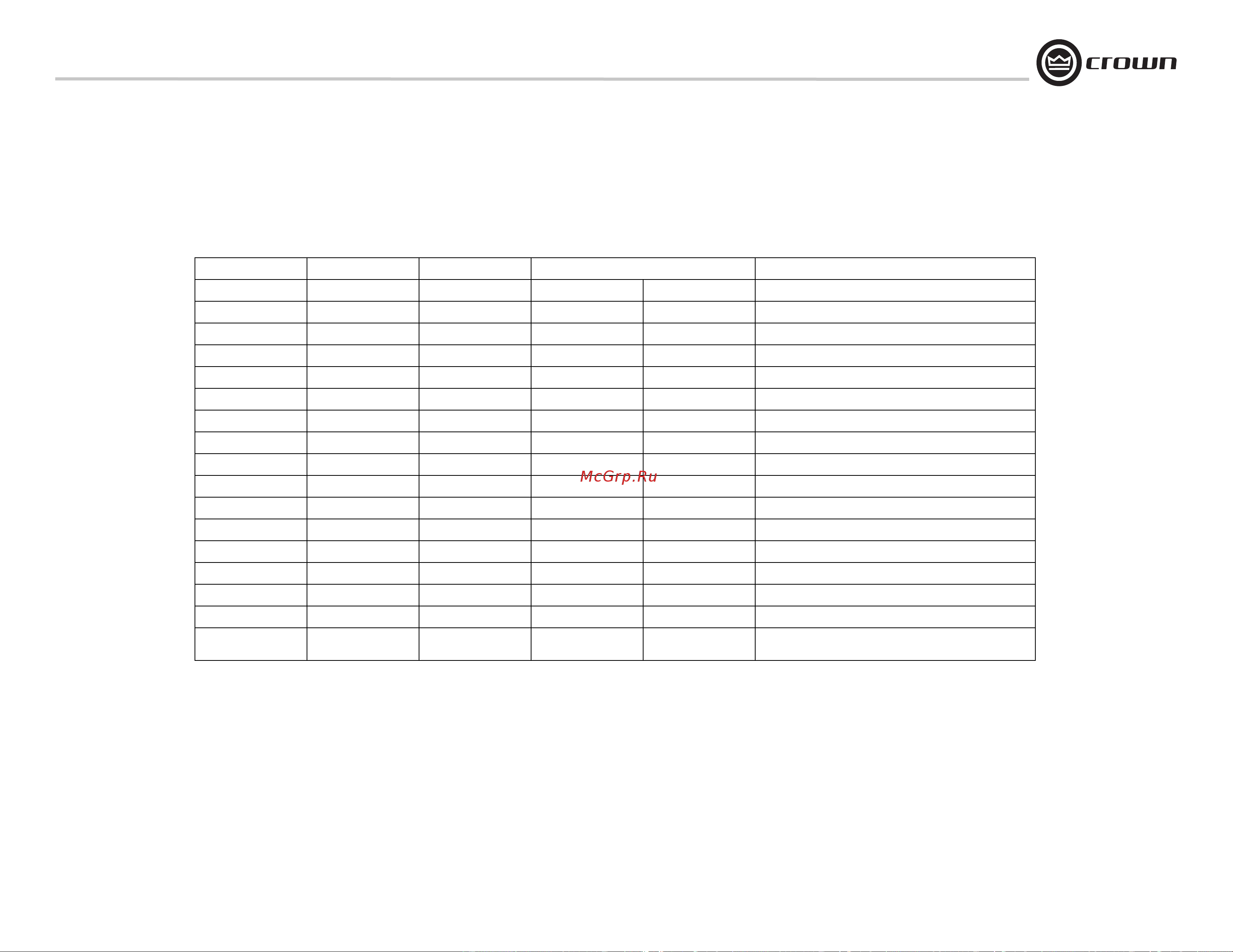 Crown DSi 2000 [25/49] Table 1 dsp preset information