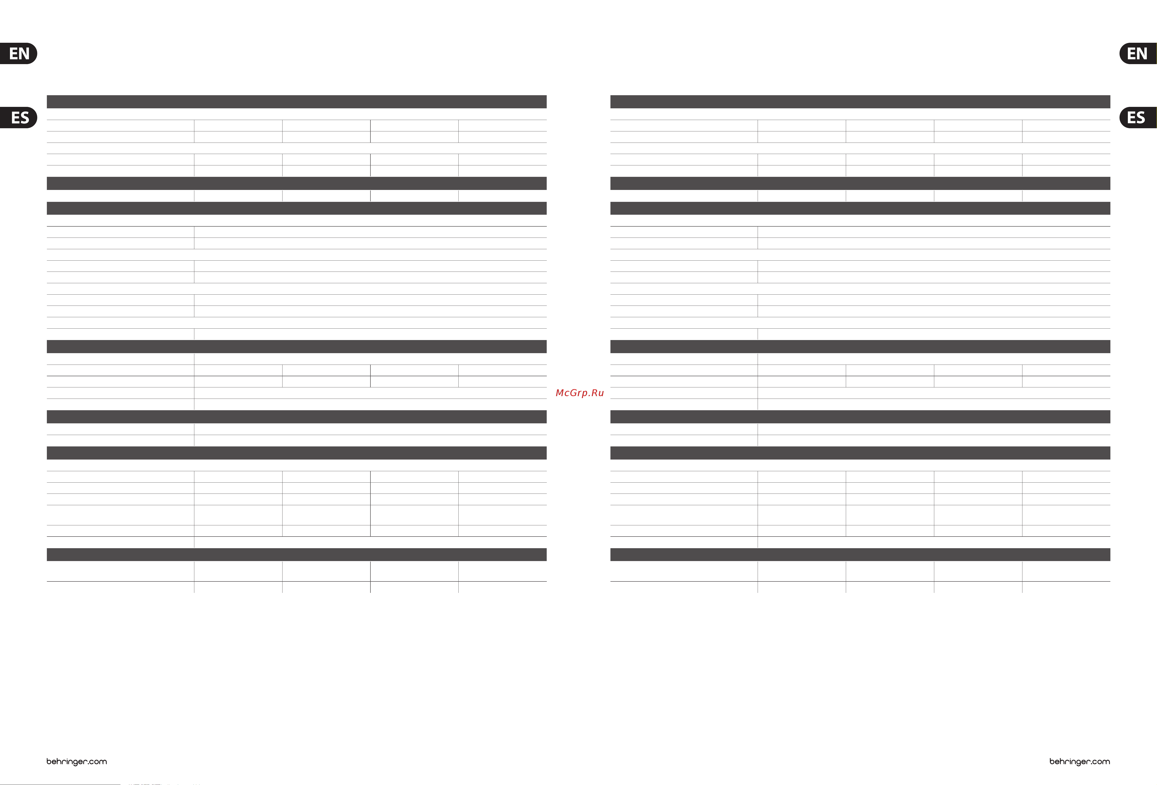 Behringer b215d eurolive [8/11] Specifications especificaciones técnicas