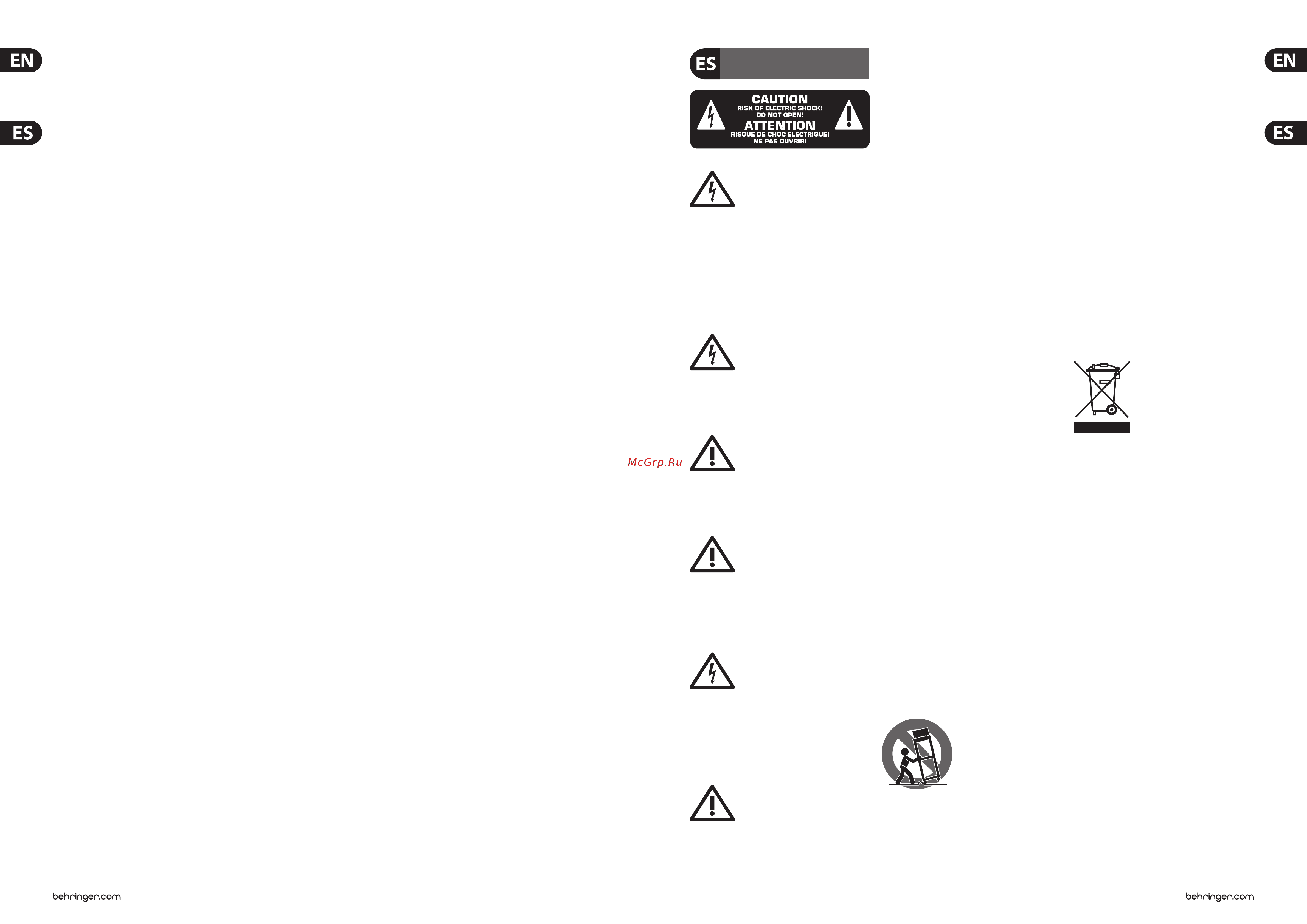 Behringer B205D EUROLIVE [3/13] Negación legal