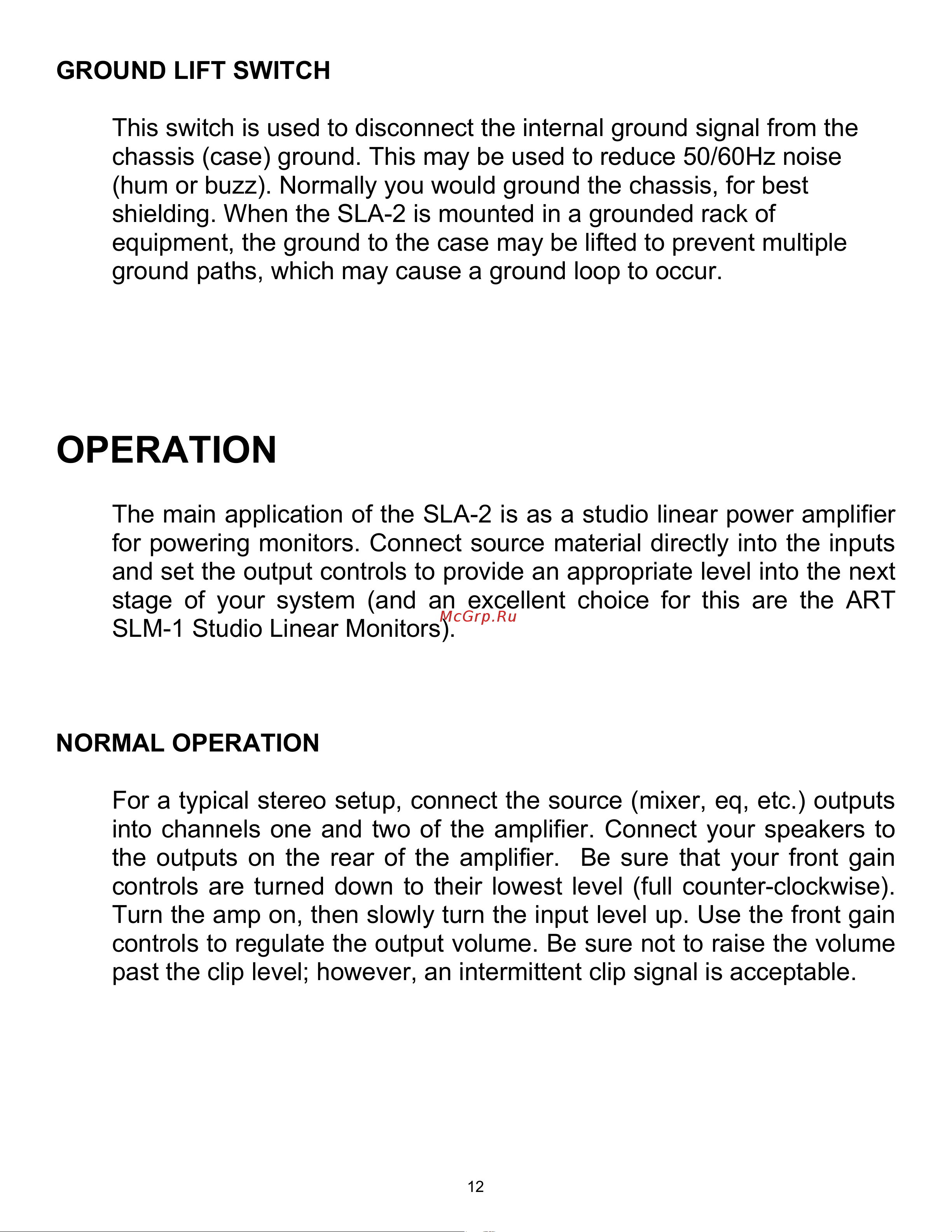 Art SLA-2 [12/16] Operation
