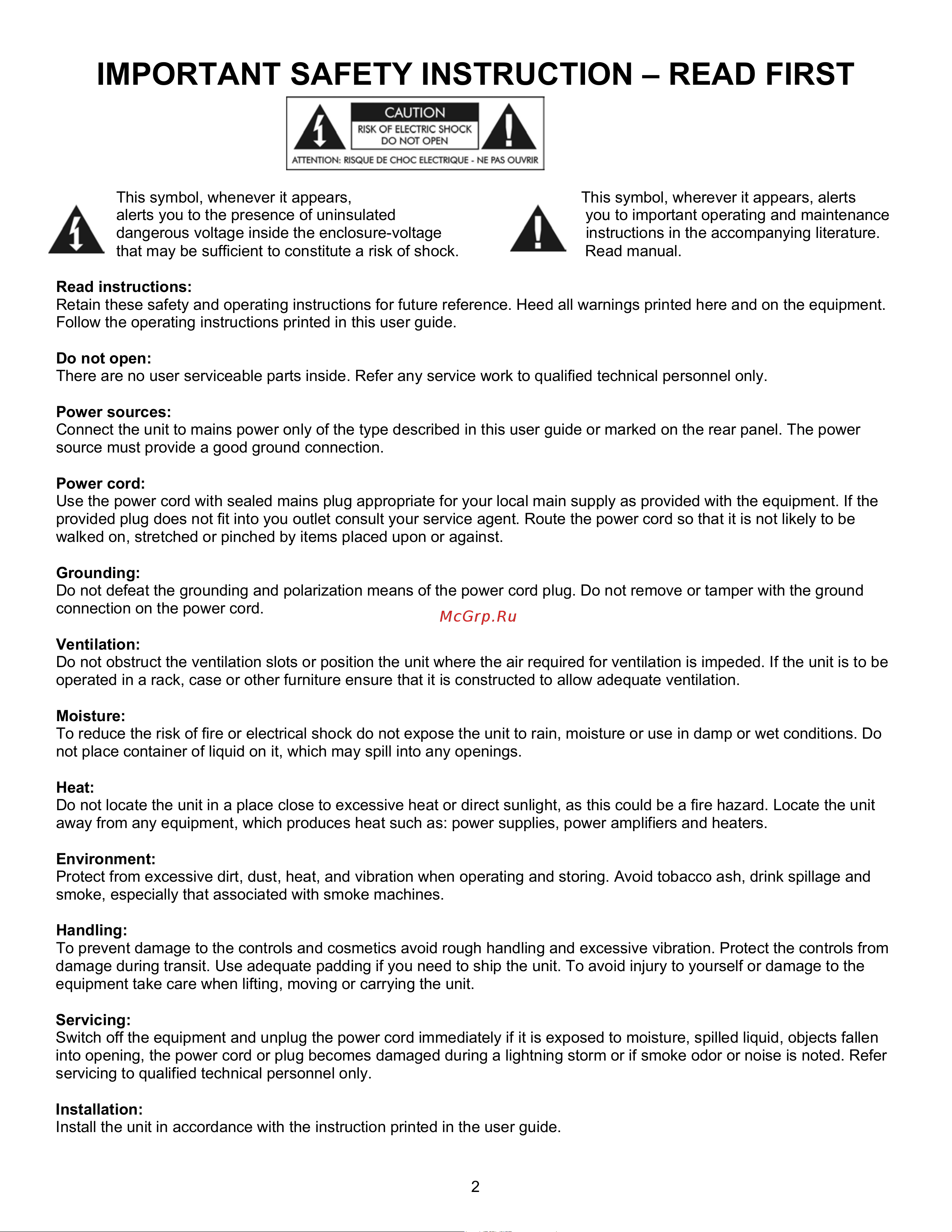 Art SLA-2 [2/16] Important safety instruction read first