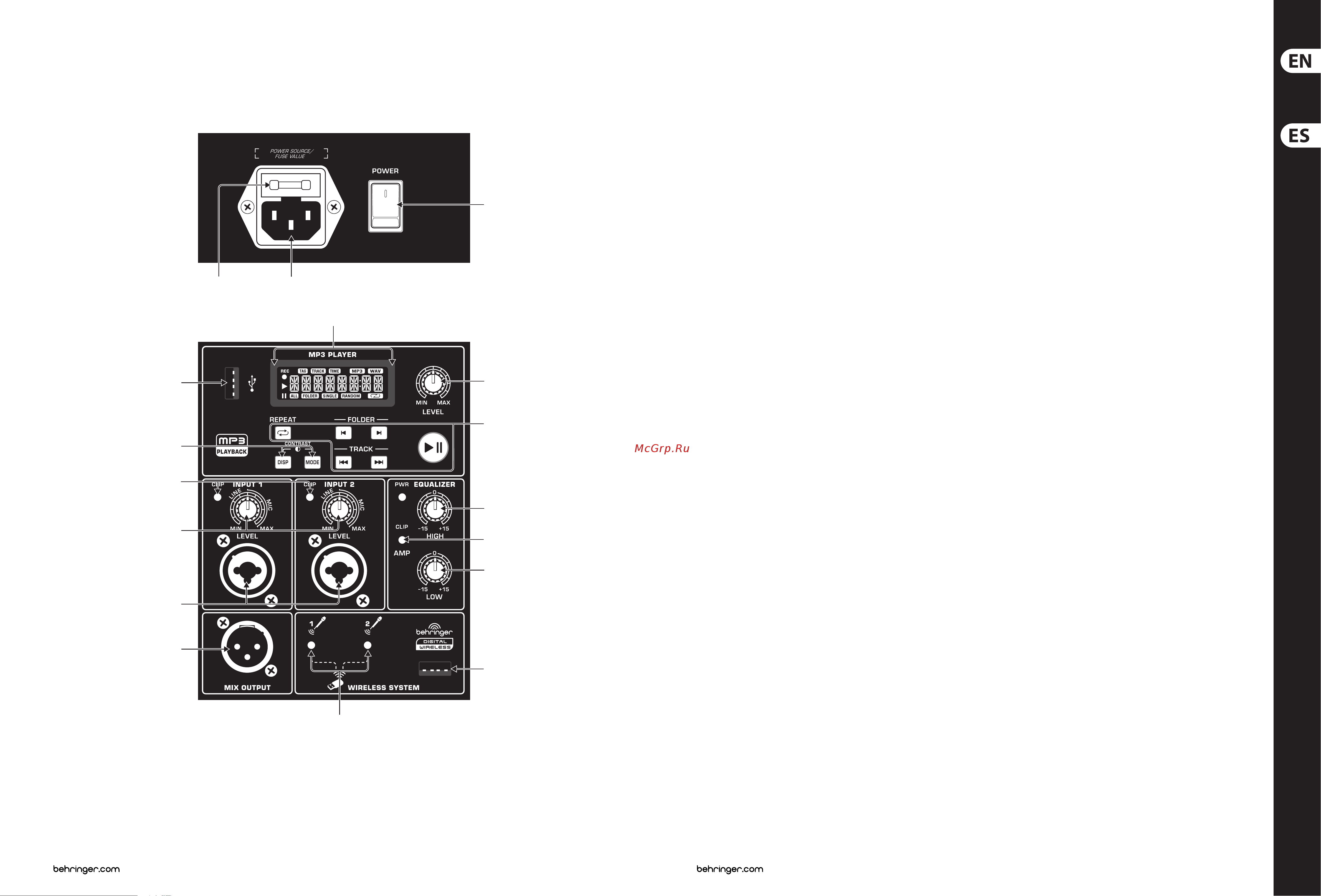 Behringer B115MP3 EUROLIVE [8/17] Eurolive b115mp3 b112mp3 controls