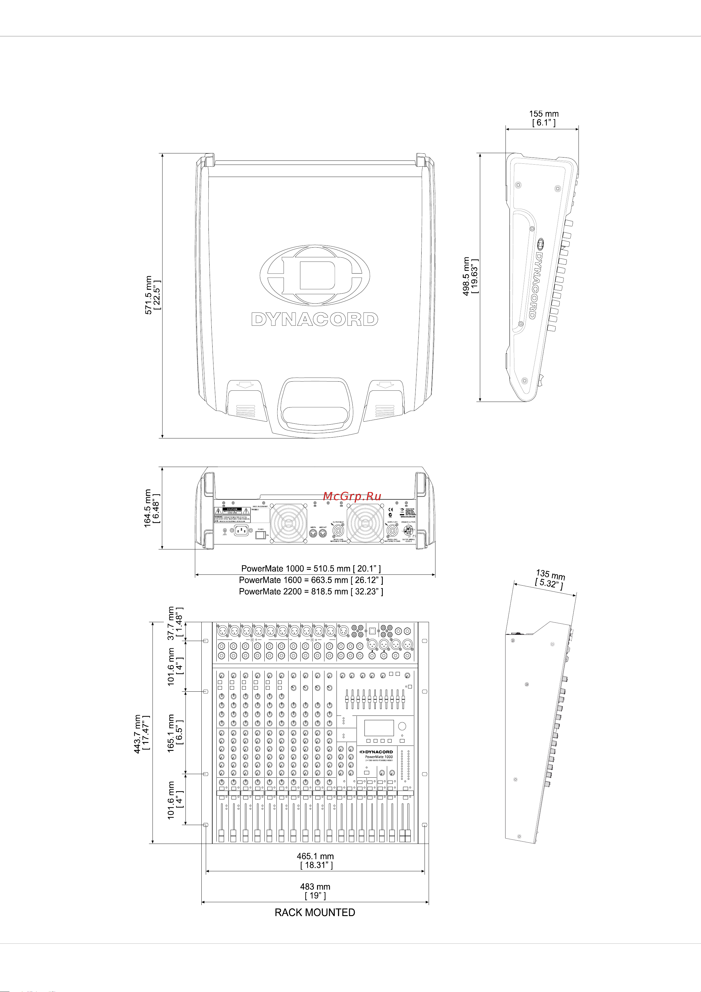 Dynacord PowerMate 1000-3 [95/100] Dimensions