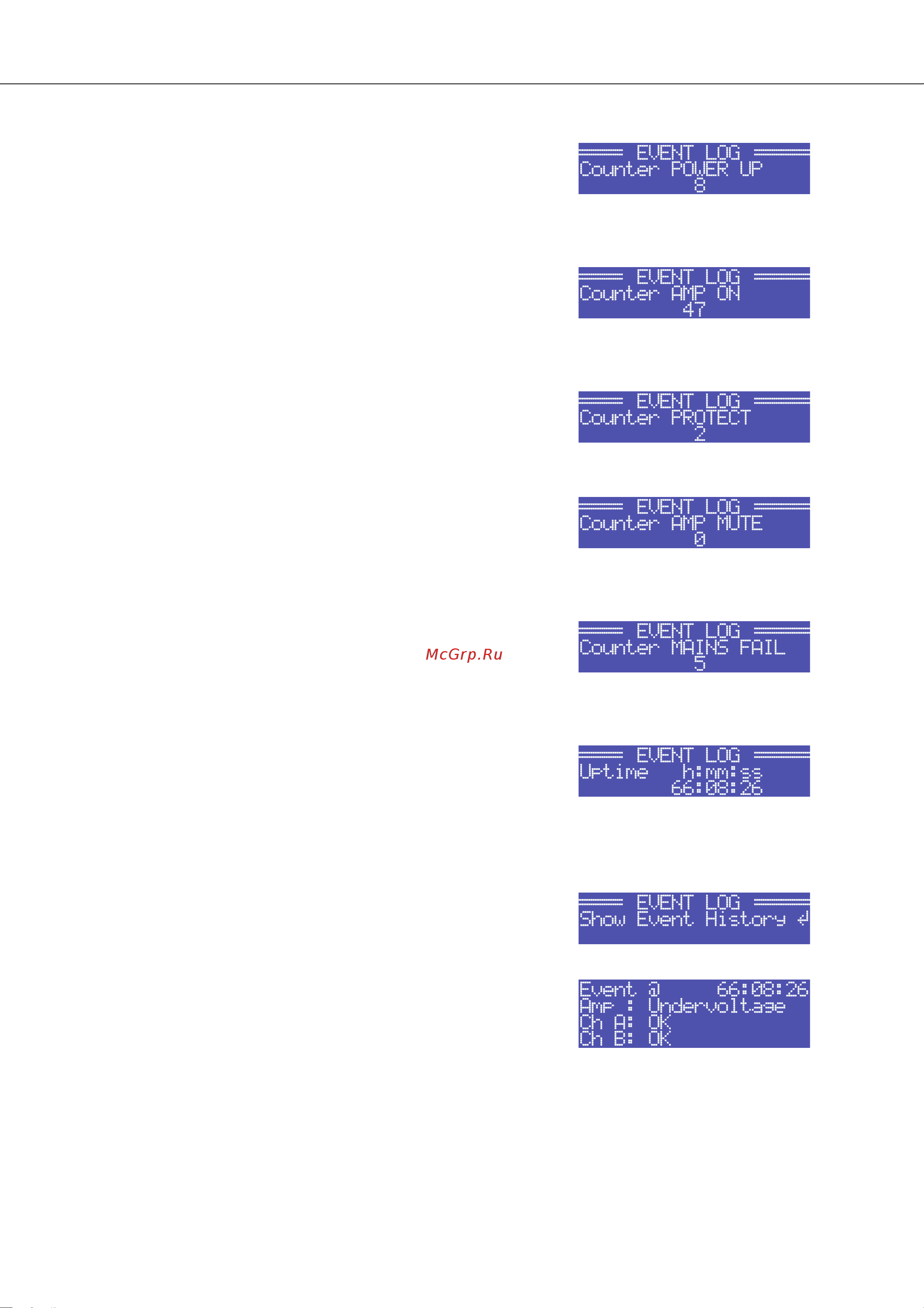 ELECTRO VOICE TG7 [116/148] Structure du menu config event log