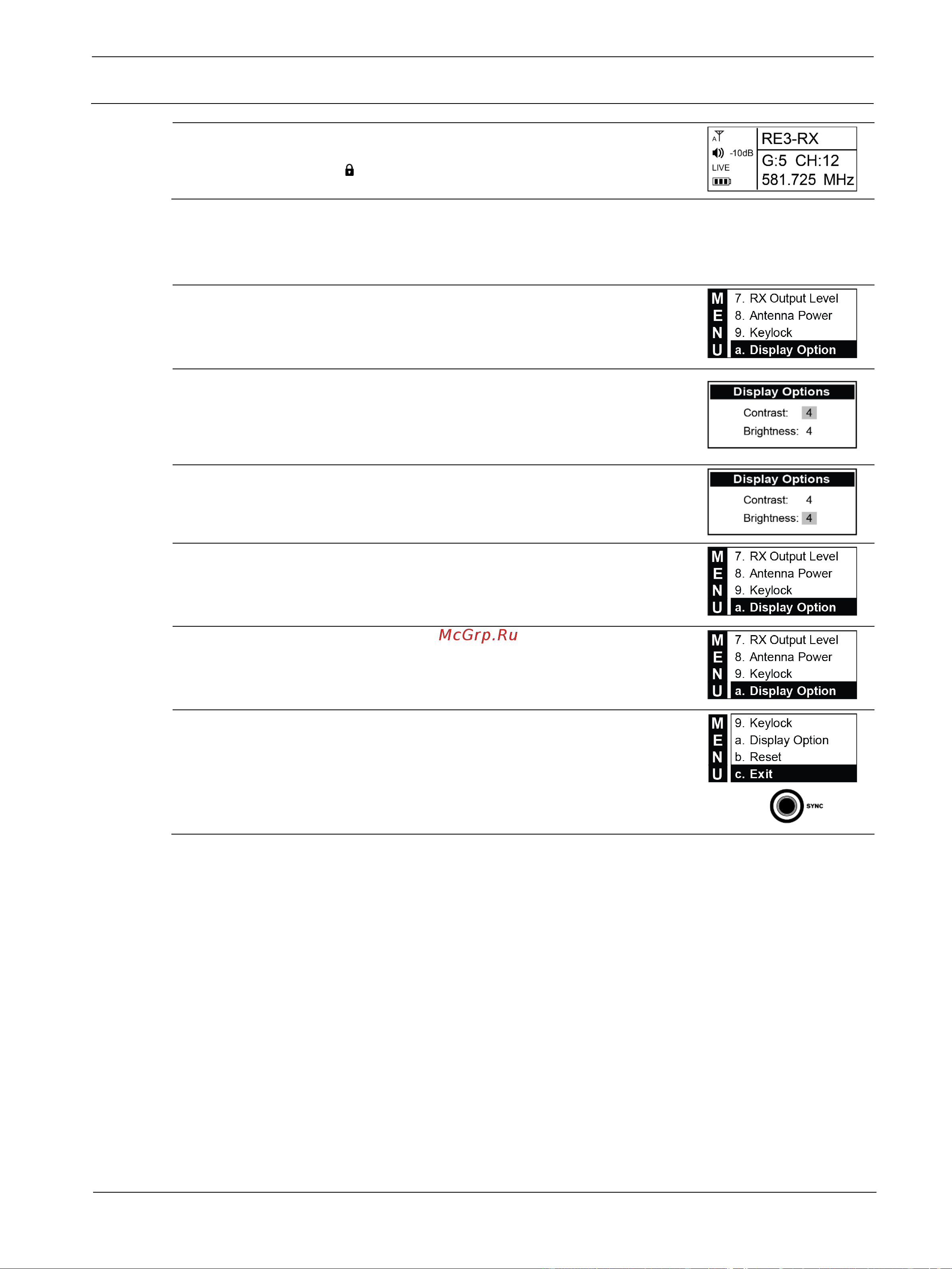 ELECTRO VOICE RE3-BPGC-8M [34/72] Adjusting display options contrast and brightness