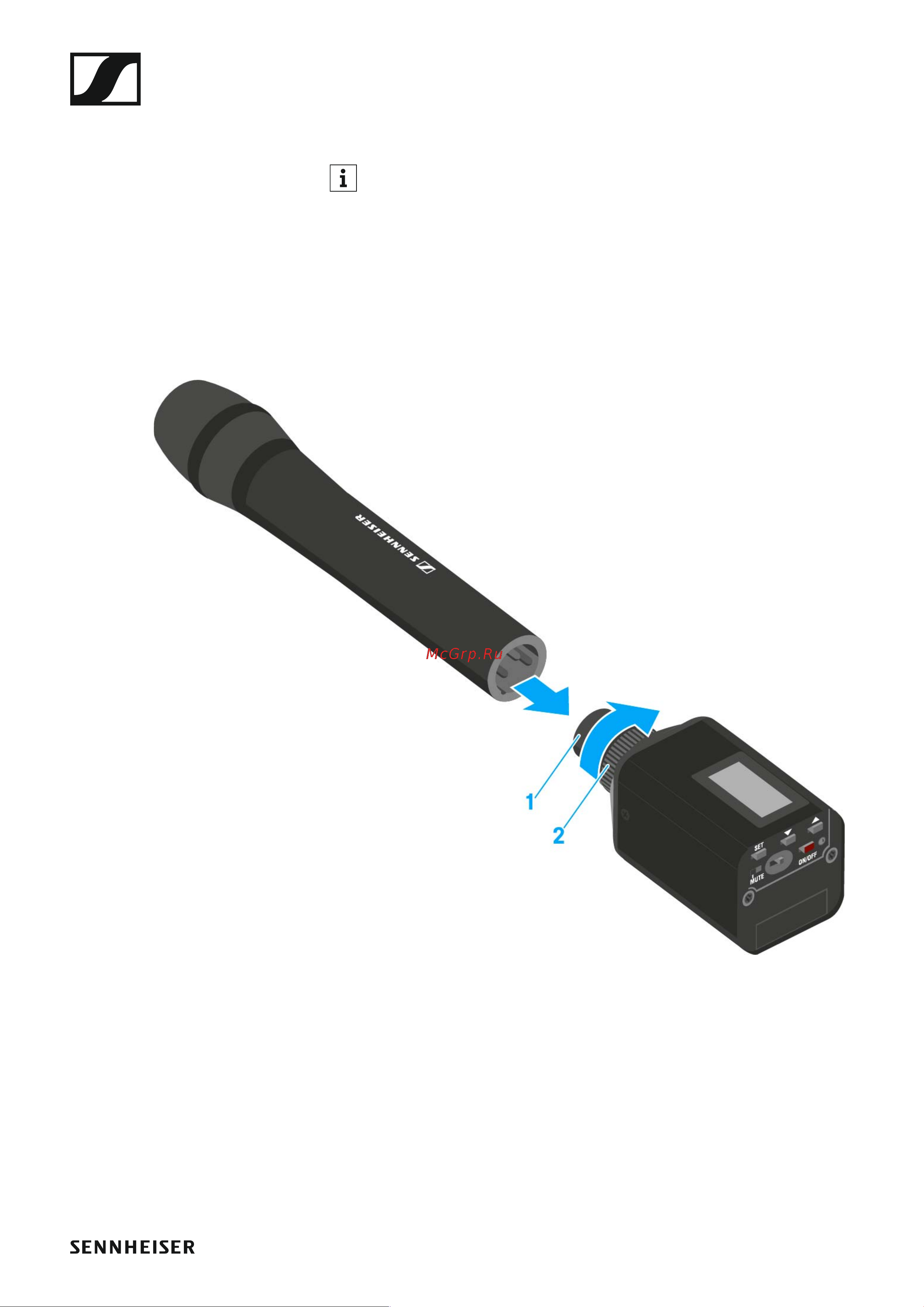 Sennheiser SKP 500 G4-AW+ [37/132] Attaching the plug on transmitter to the micro phone