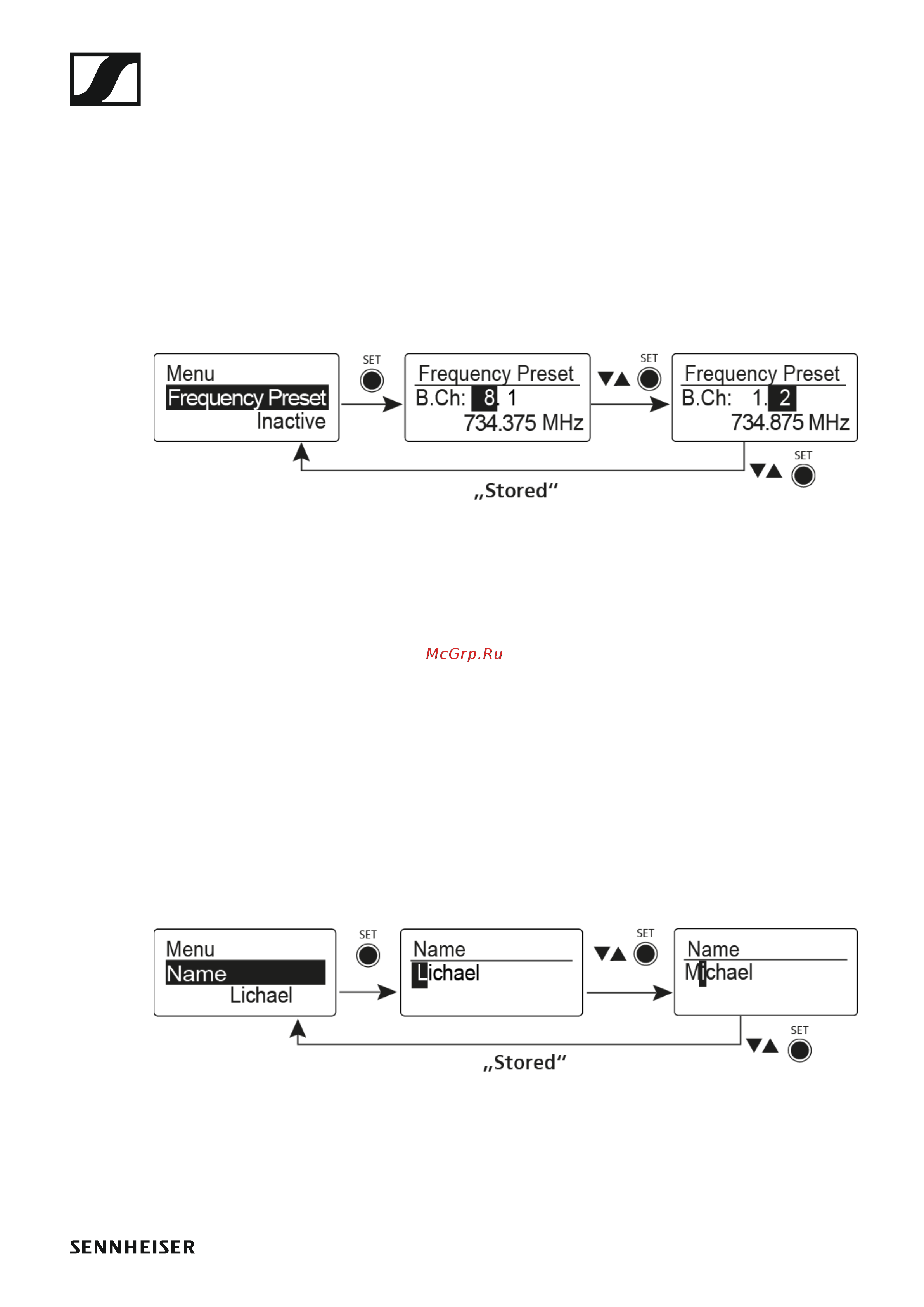 Sennheiser SKP 500 G4-AW+ [56/132] Frequency preset menu item