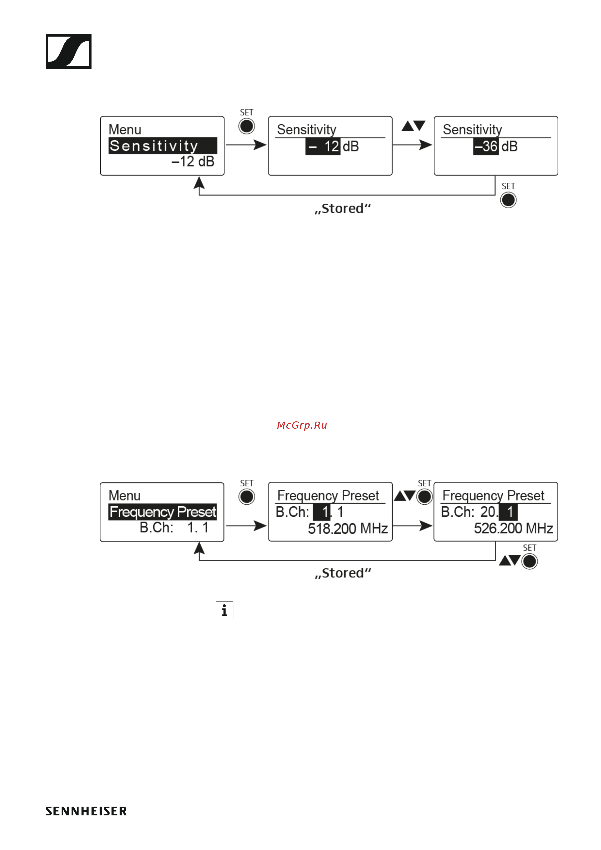 Sennheiser SKP 500 G4-AW+ [89/132] Frequency preset menu item