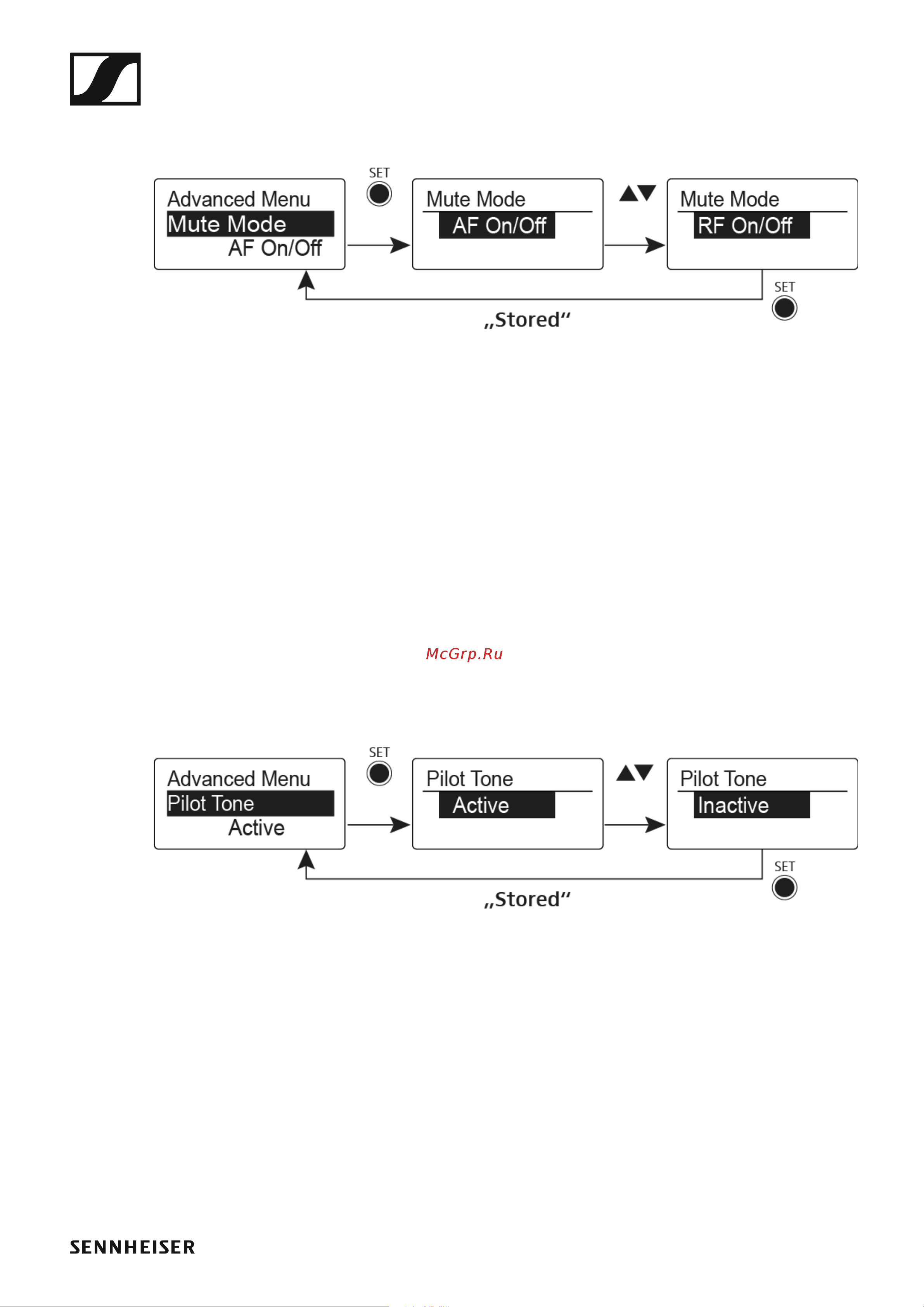 Sennheiser SKP 100 G4-A [105/128] Advanced mute mode menu item