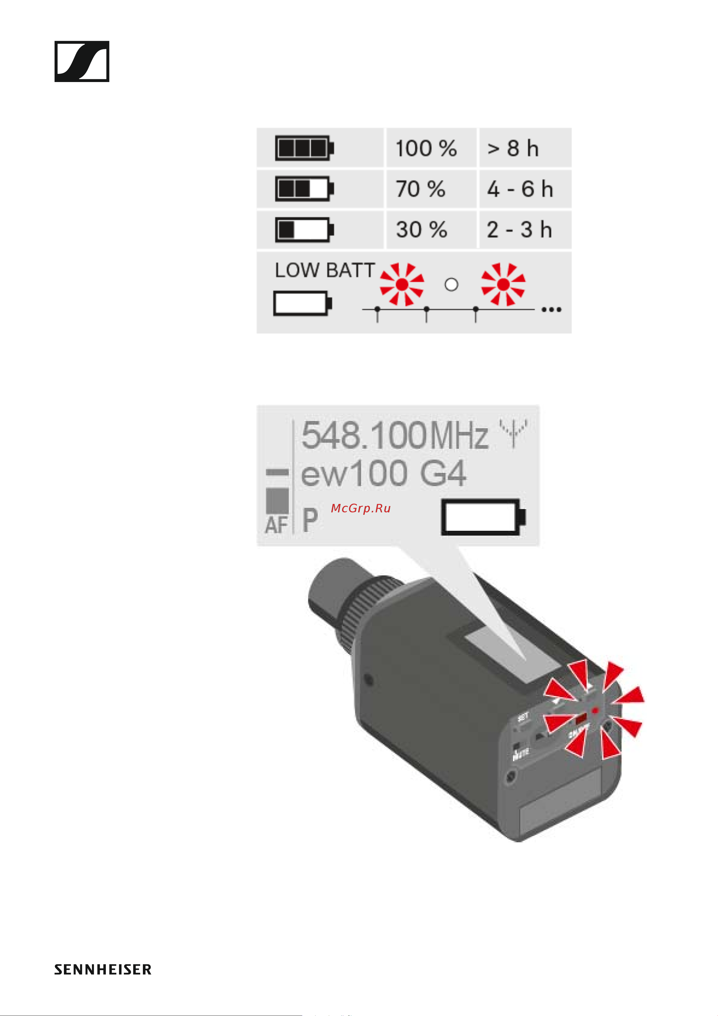 Sennheiser SKP 100 G4-A [35/128] Battery status