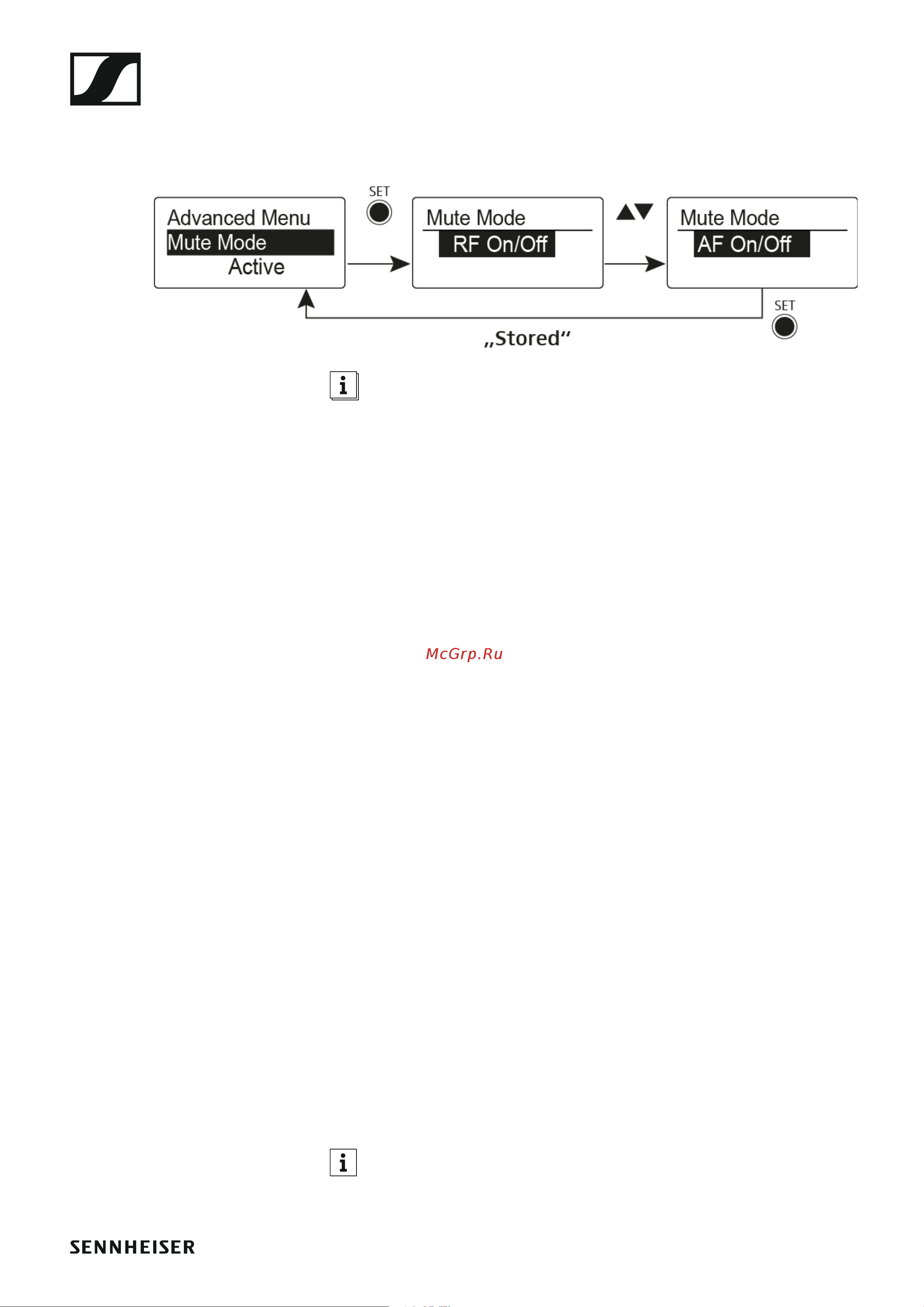 Sennheiser EW 300 G4-BASE SKM-S-AW+ [144/193] Mute mode menu item