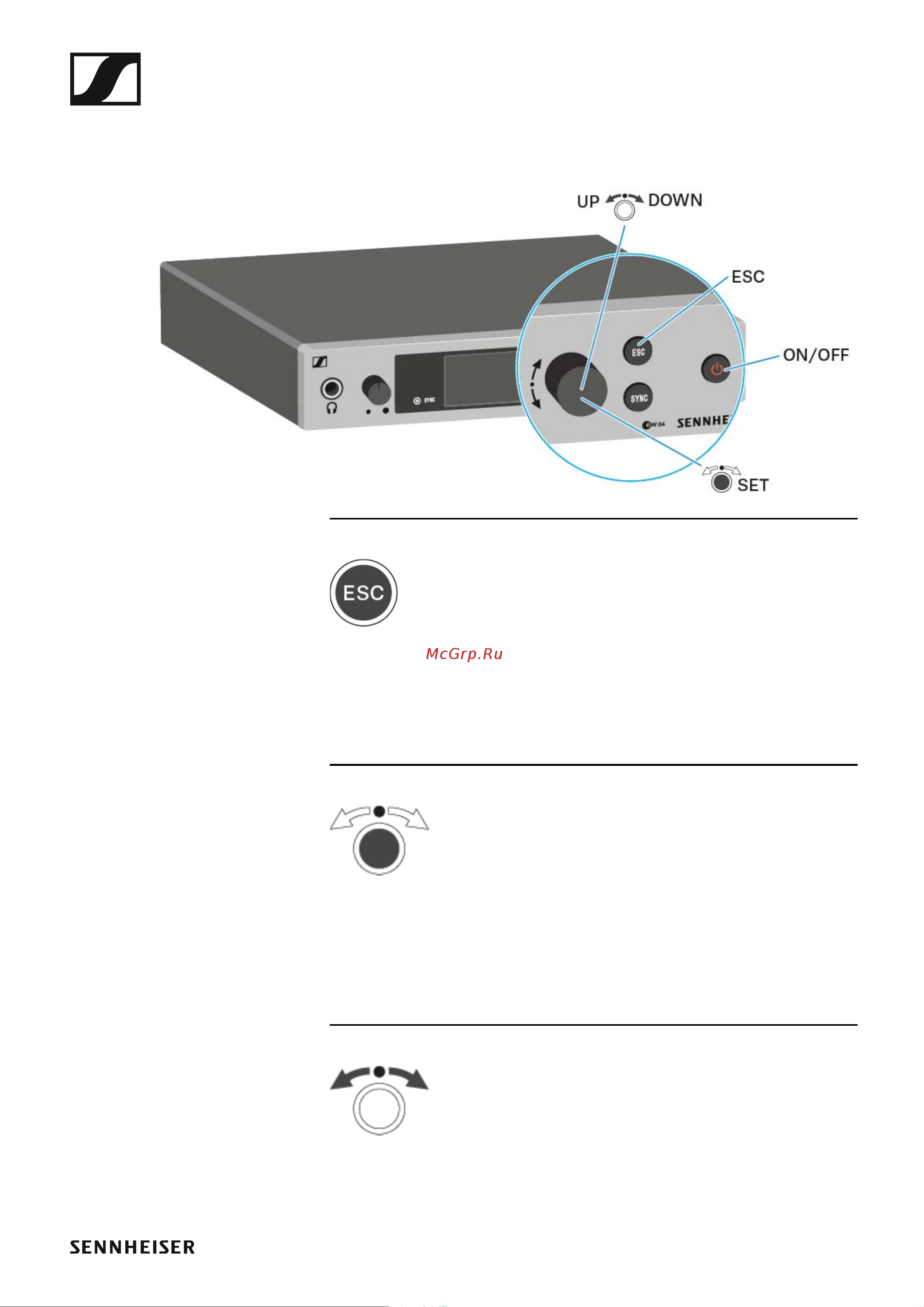 Sennheiser EW 300 G4-BASE SKM-S-AW+ [73/193] Buttons for navigating through the menu