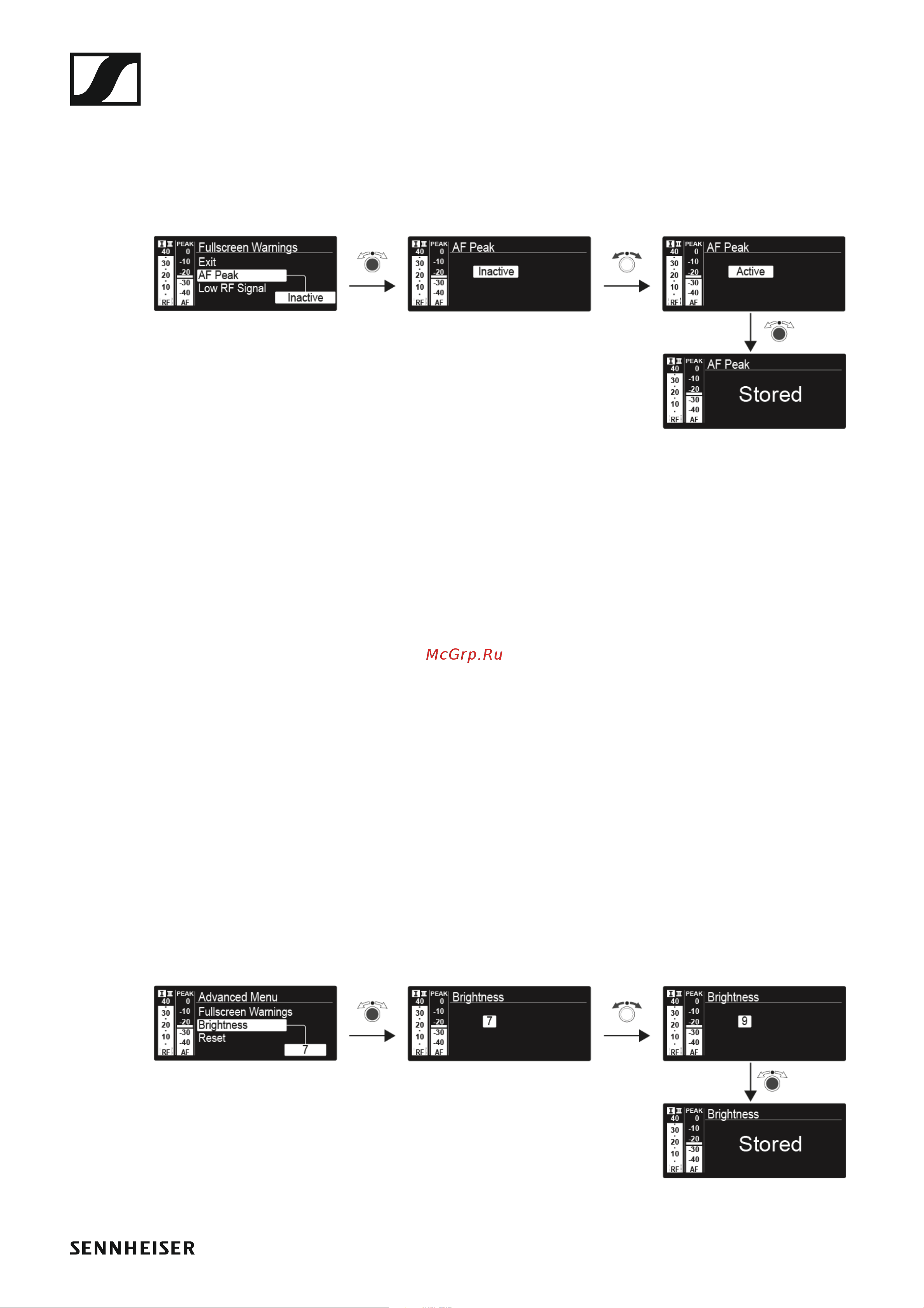 Sennheiser EW 300 G4-BASE SKM-S-AW+ [94/193] Brightness menu item