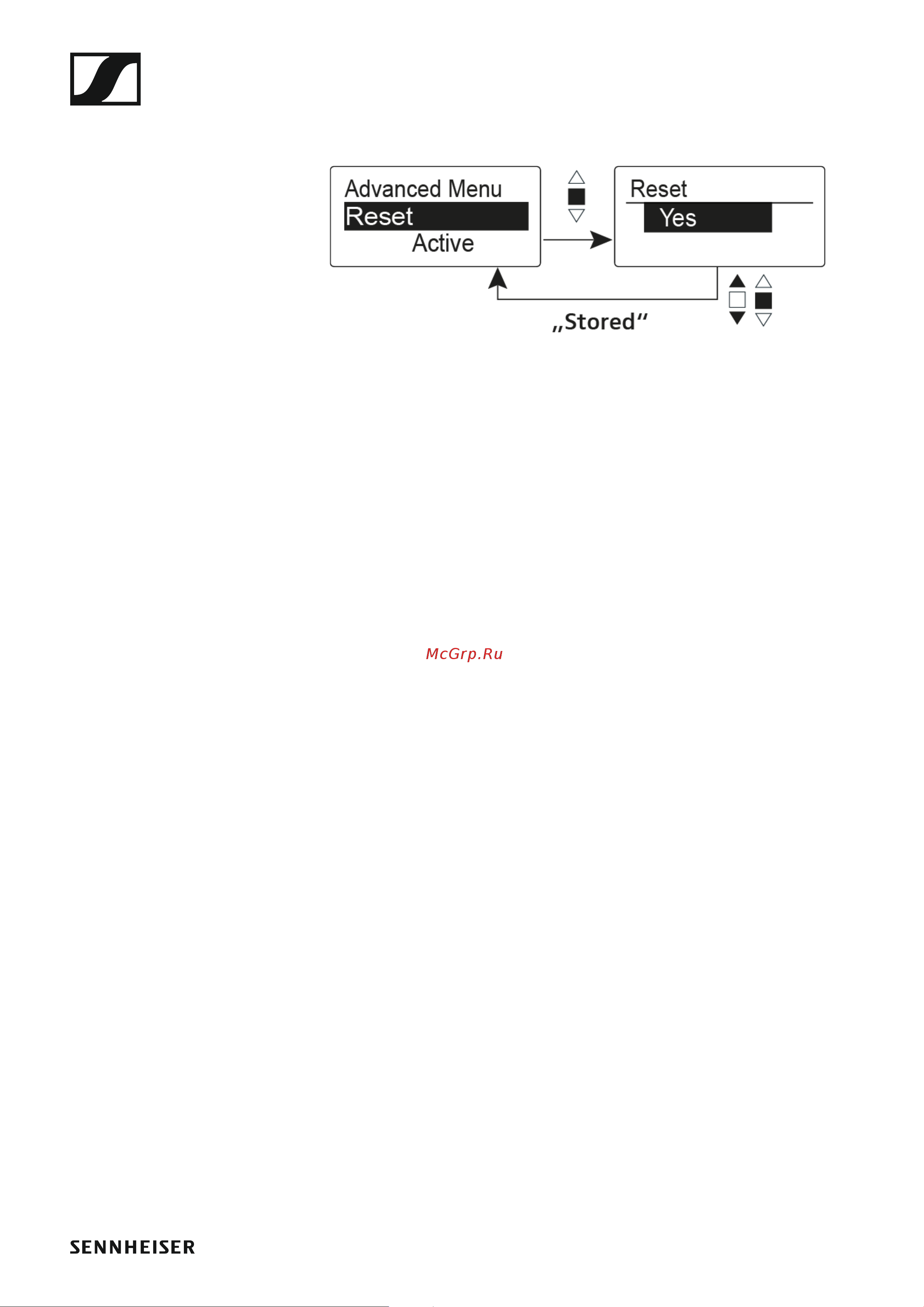 Sennheiser EW 112P G4-A [74/128] Reset menu item