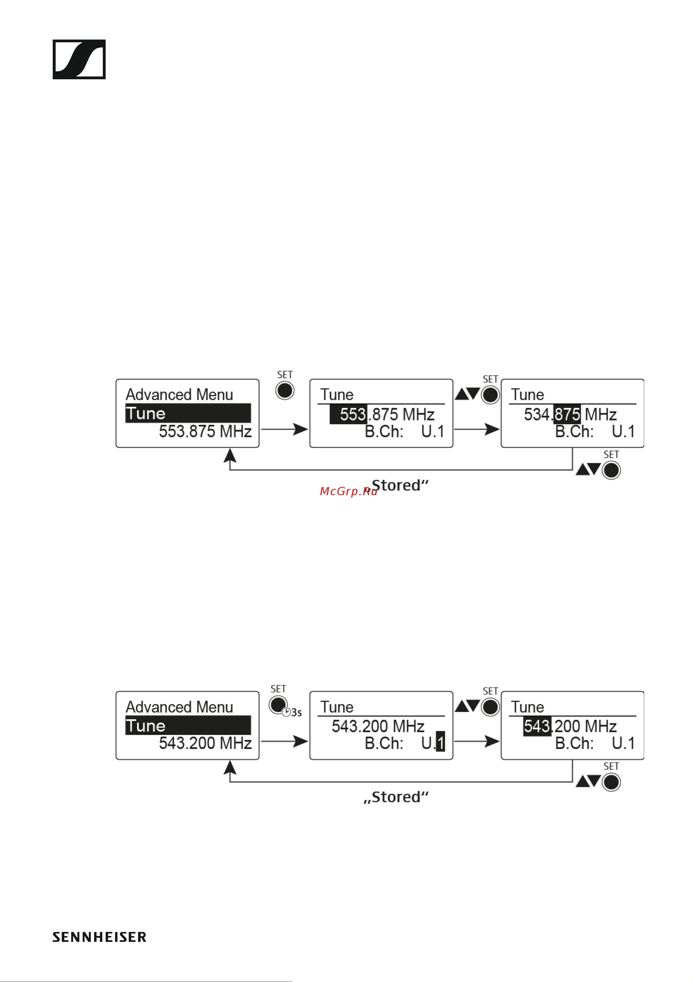Sennheiser EW 122P G4-A [104/128] Tune menu item