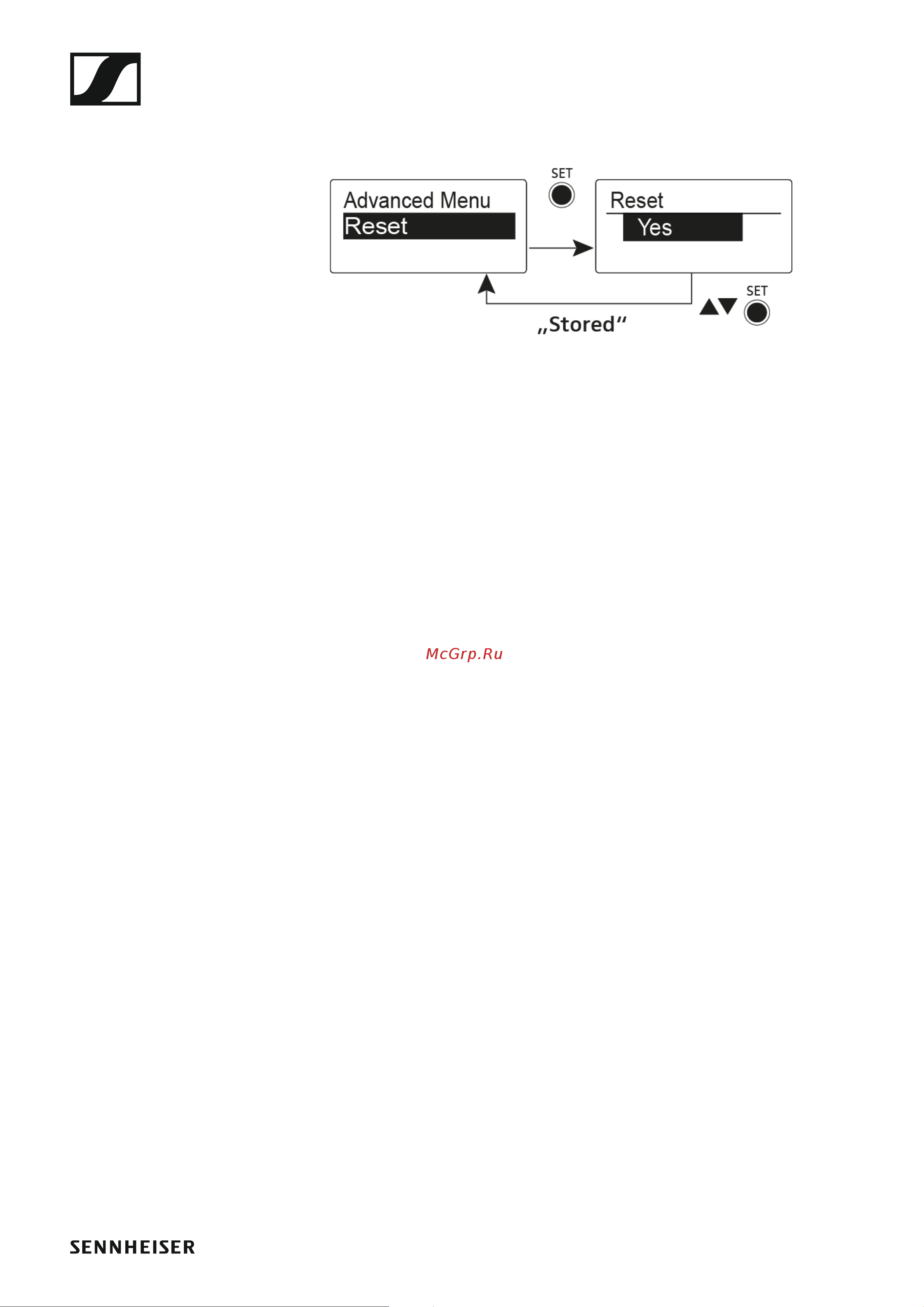 Sennheiser EW 122P G4-A [106/128] Reset menu item