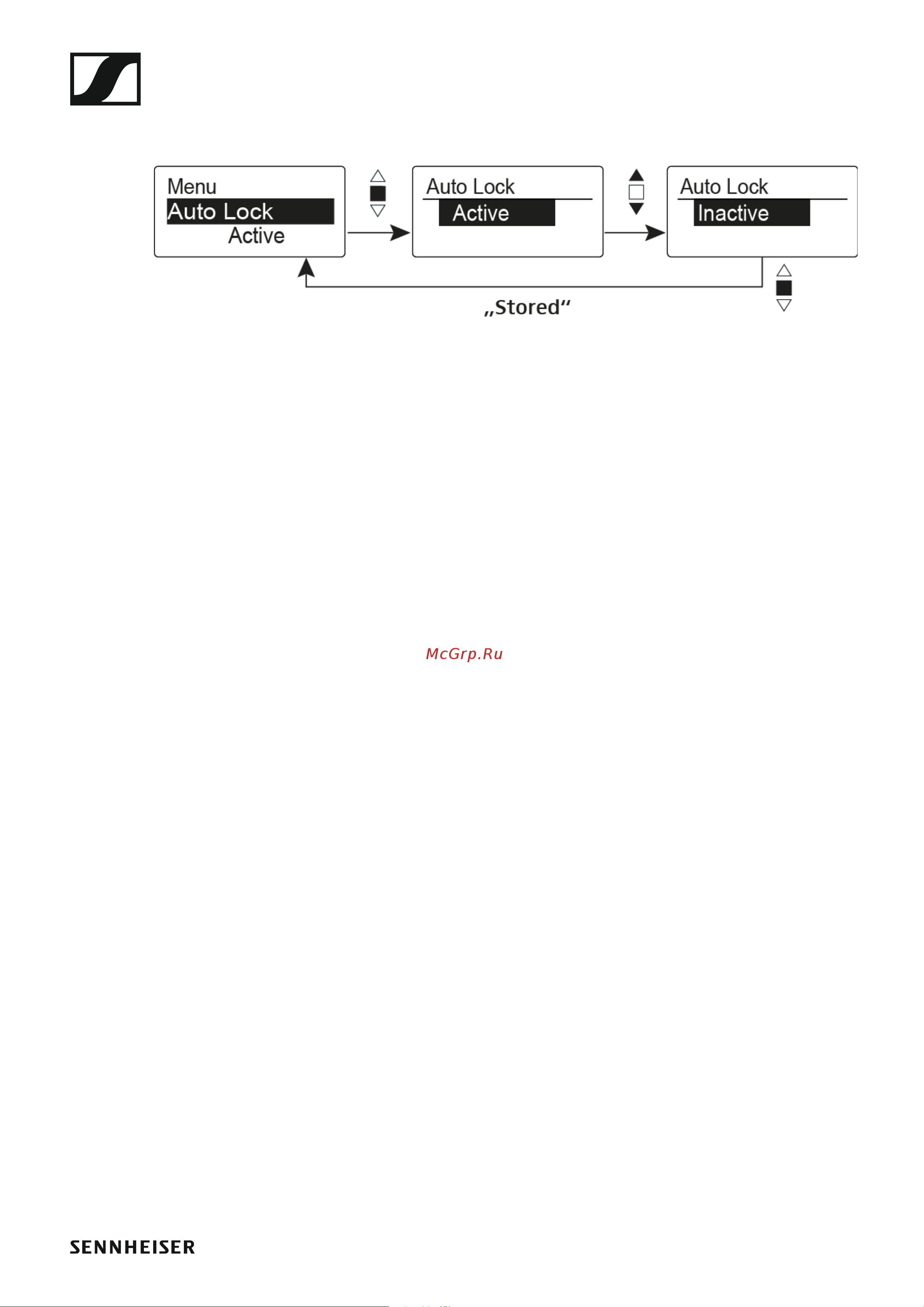 Sennheiser EW 122P G4-A [70/128] Auto lock menu item