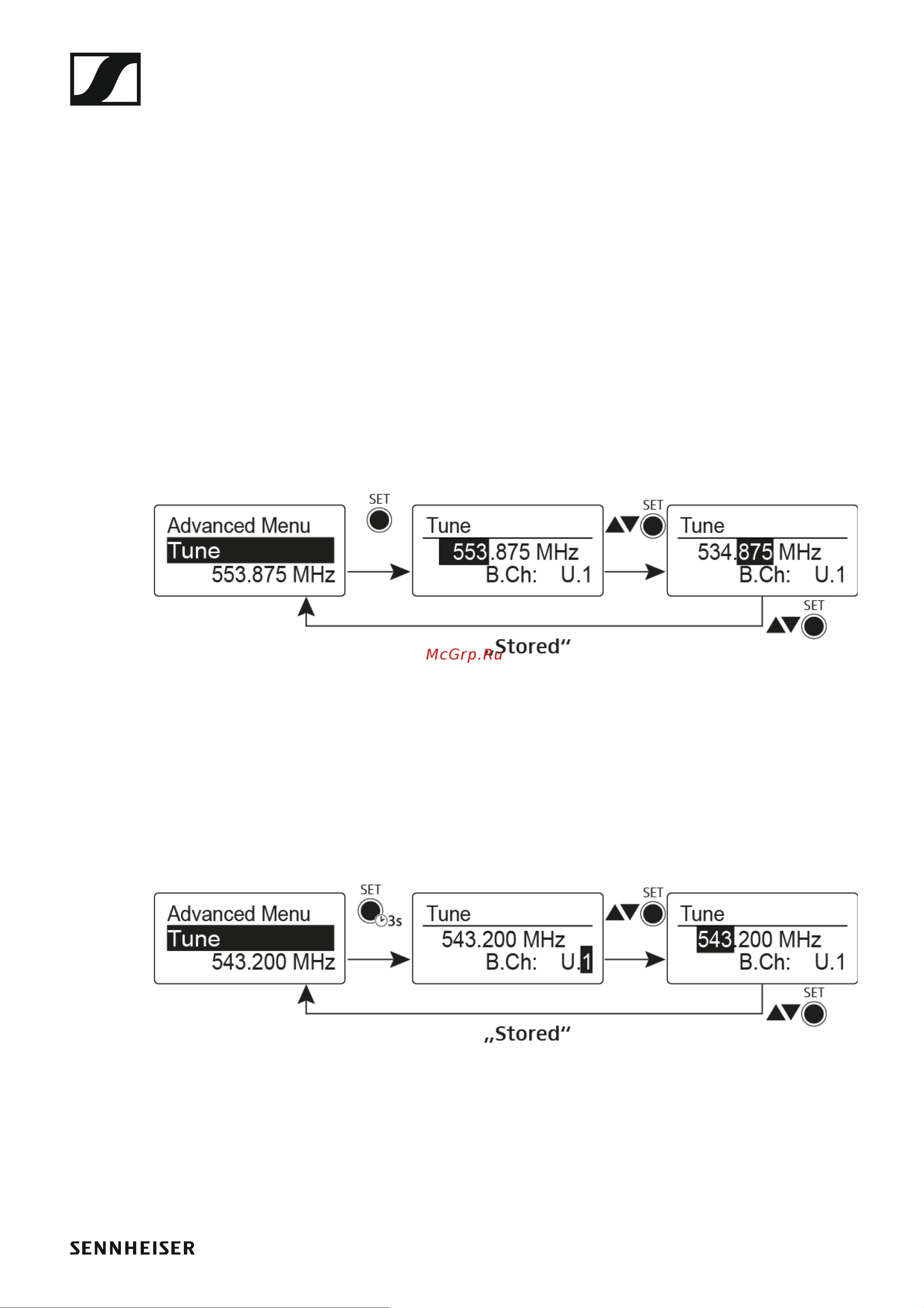 Sennheiser EW 122P G4-A [88/128] Tune menu item