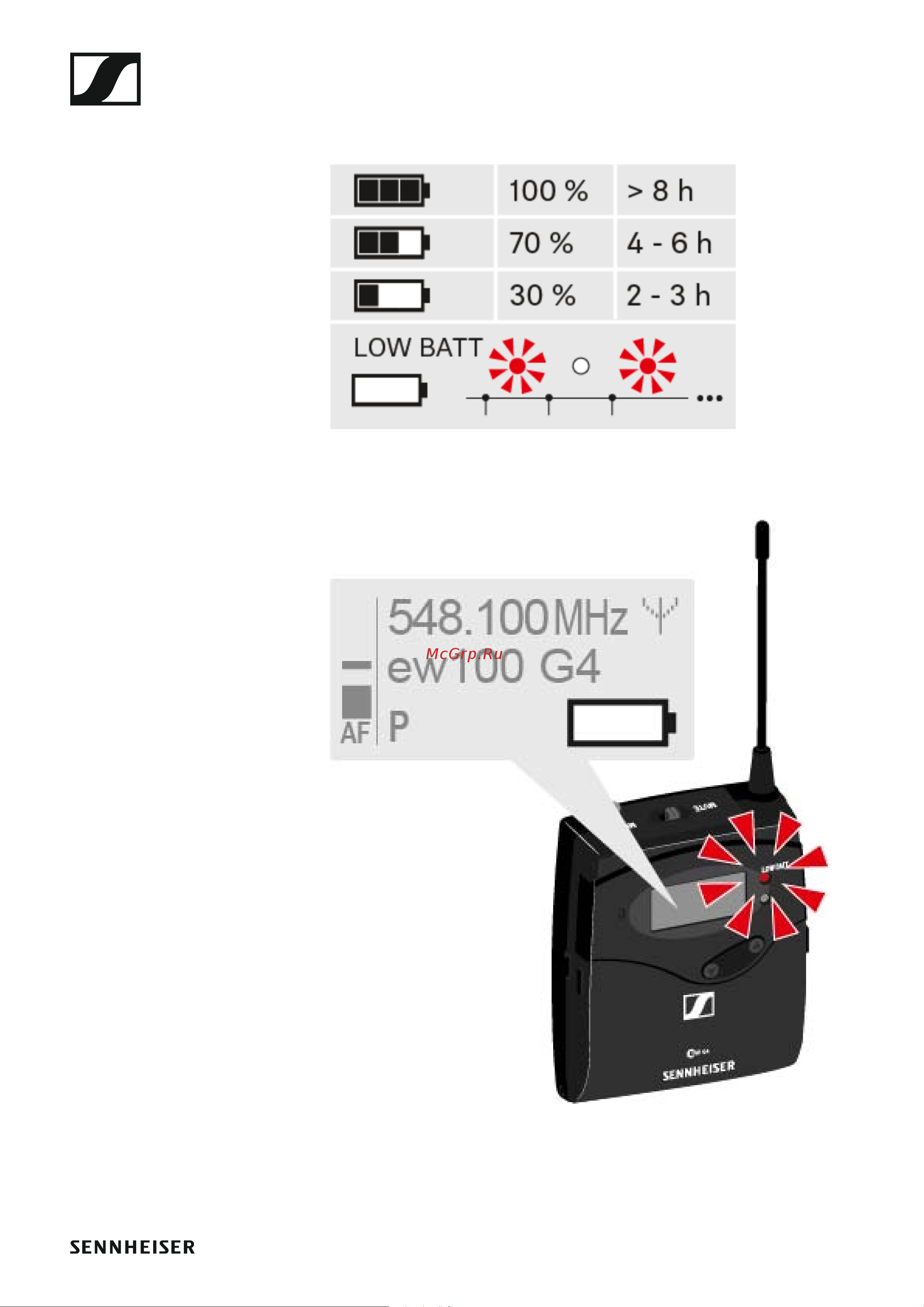 Sennheiser EW 100 G4-ME2-A1 [35/129] Battery status
