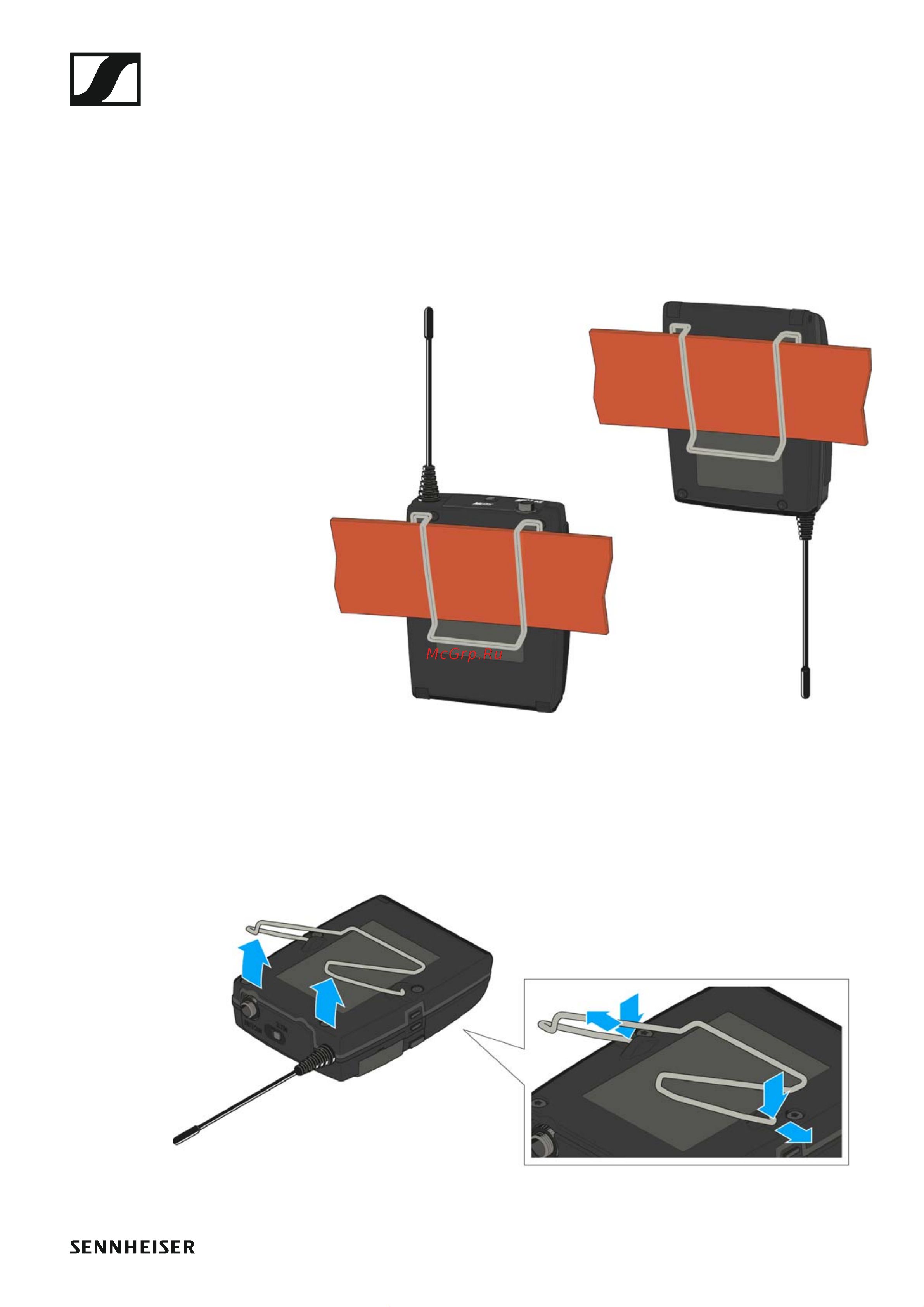 Sennheiser EW 100 G4-ME2-A1 [38/129] Attaching the bodypack transmitter to clothing