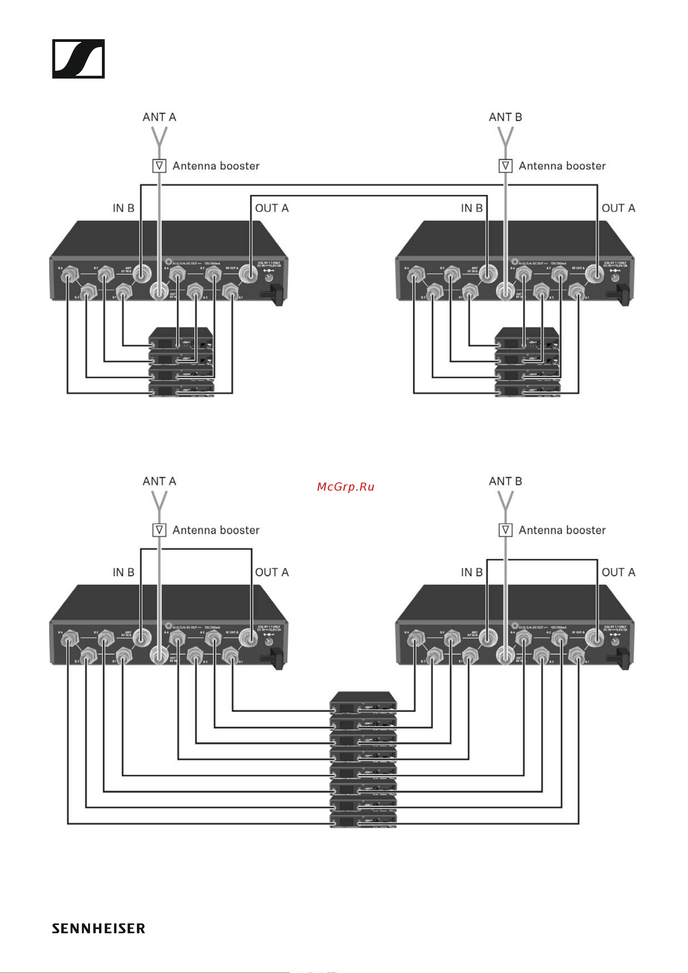 Sennheiser EW 100 G4-ME2-A1 [45/129] Option 2 two 4 channel systems are interconnected