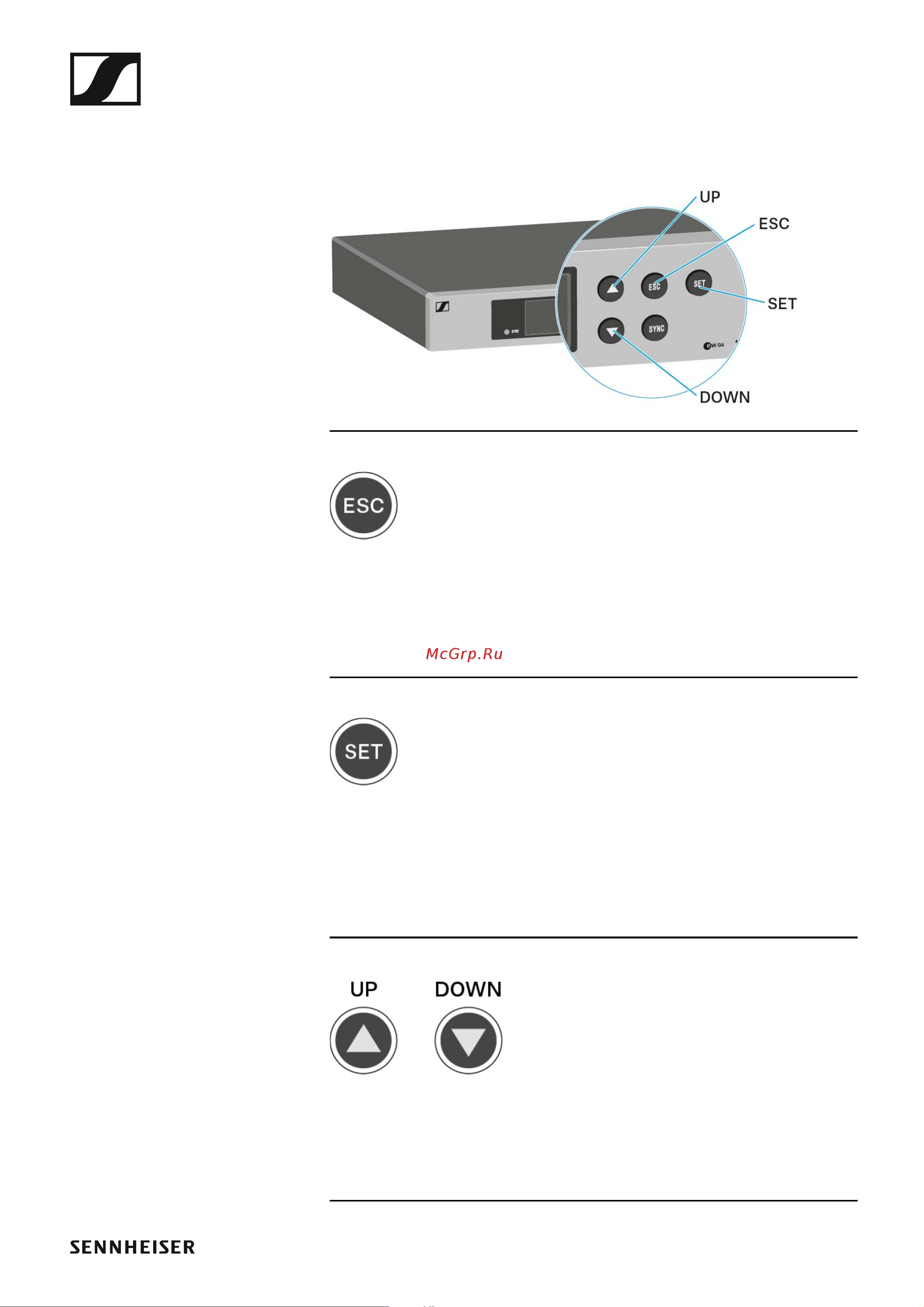 Sennheiser EW 100 G4-ME2-A1 [57/129] Buttons for navigating through the menu