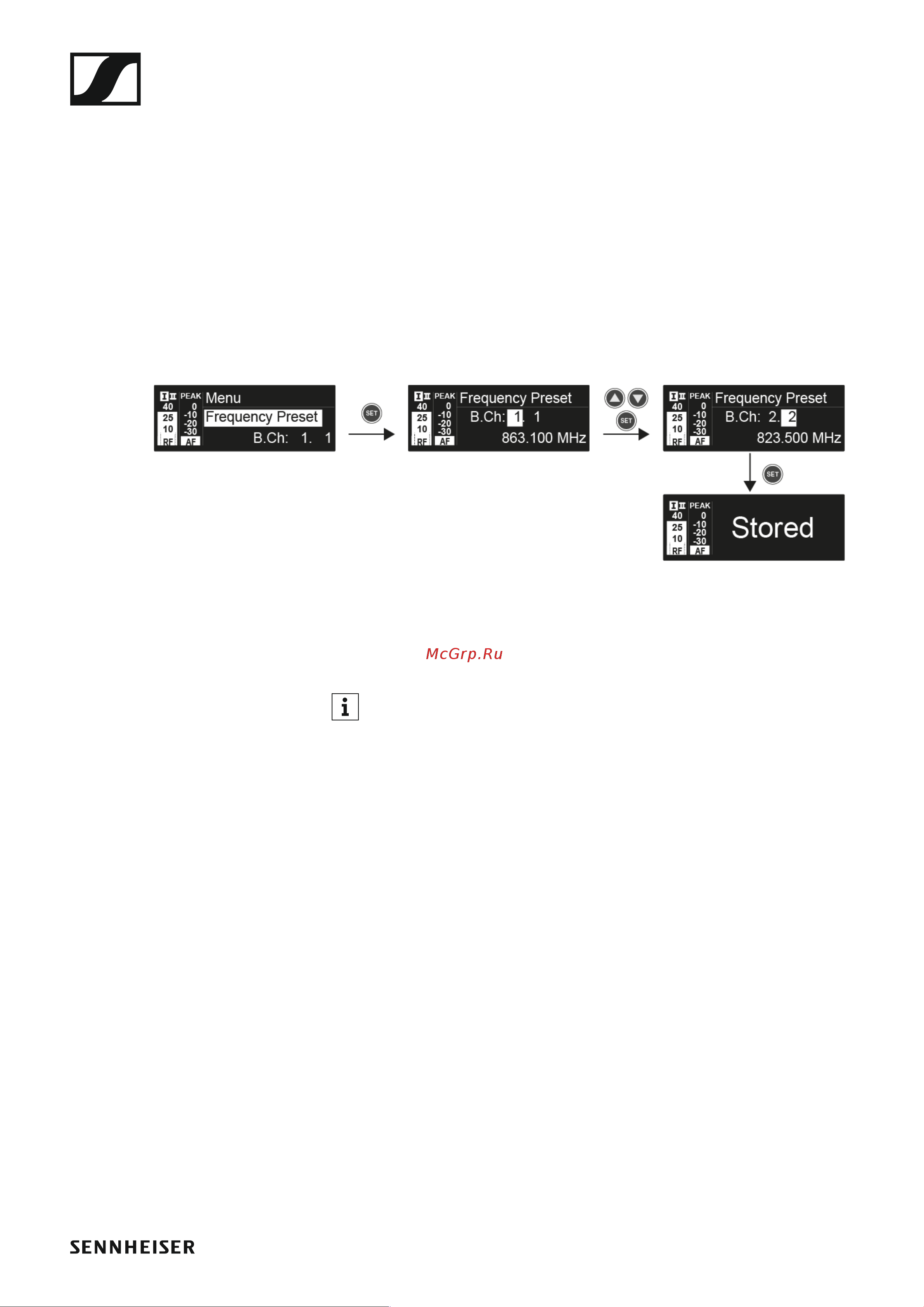Sennheiser EW 100 G4-ME2-A1 [69/129] Frequency preset menu item