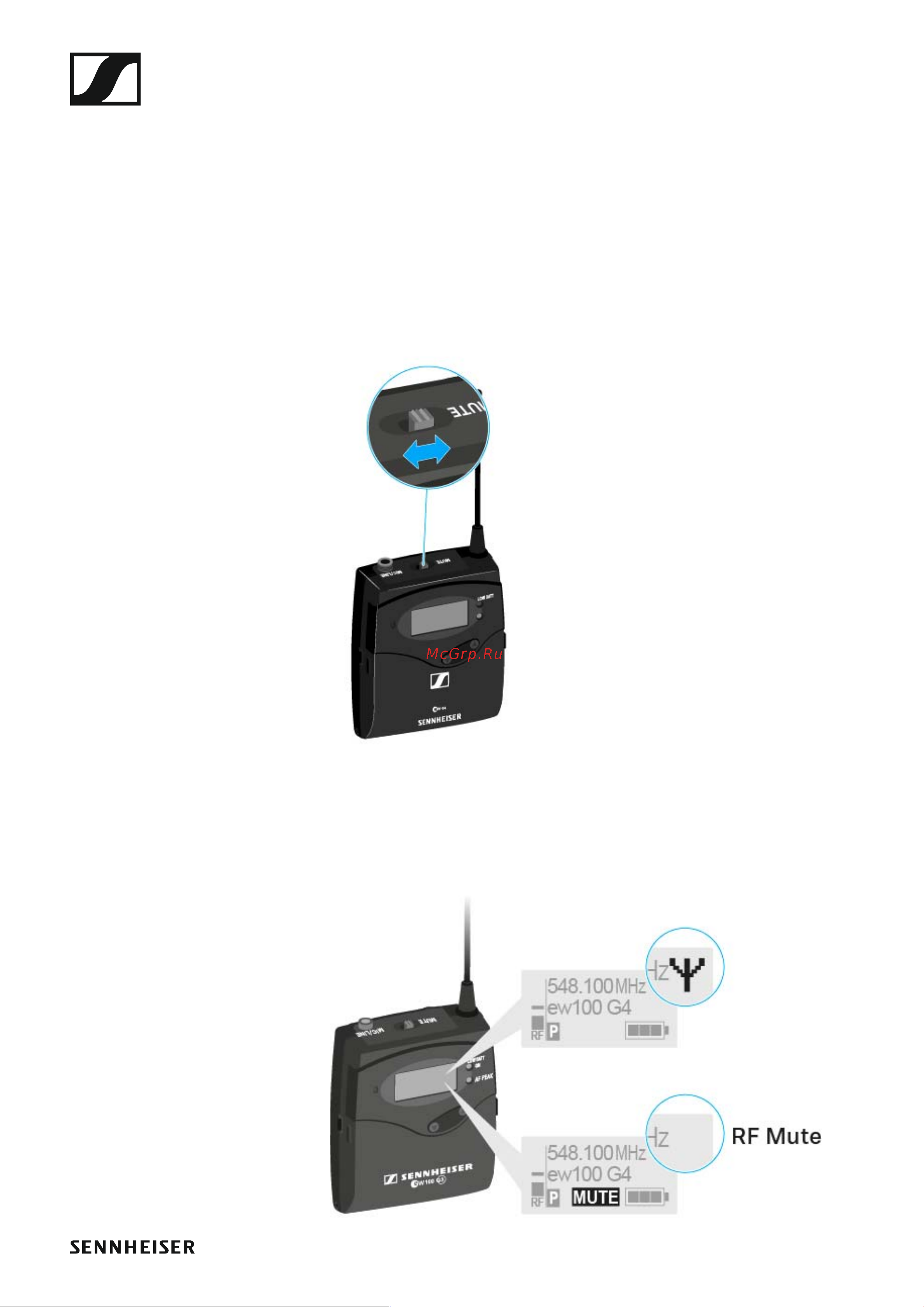 Sennheiser EW 100 G4-ME2-A1 [97/129] Deactivating the rf signal with the mute switch