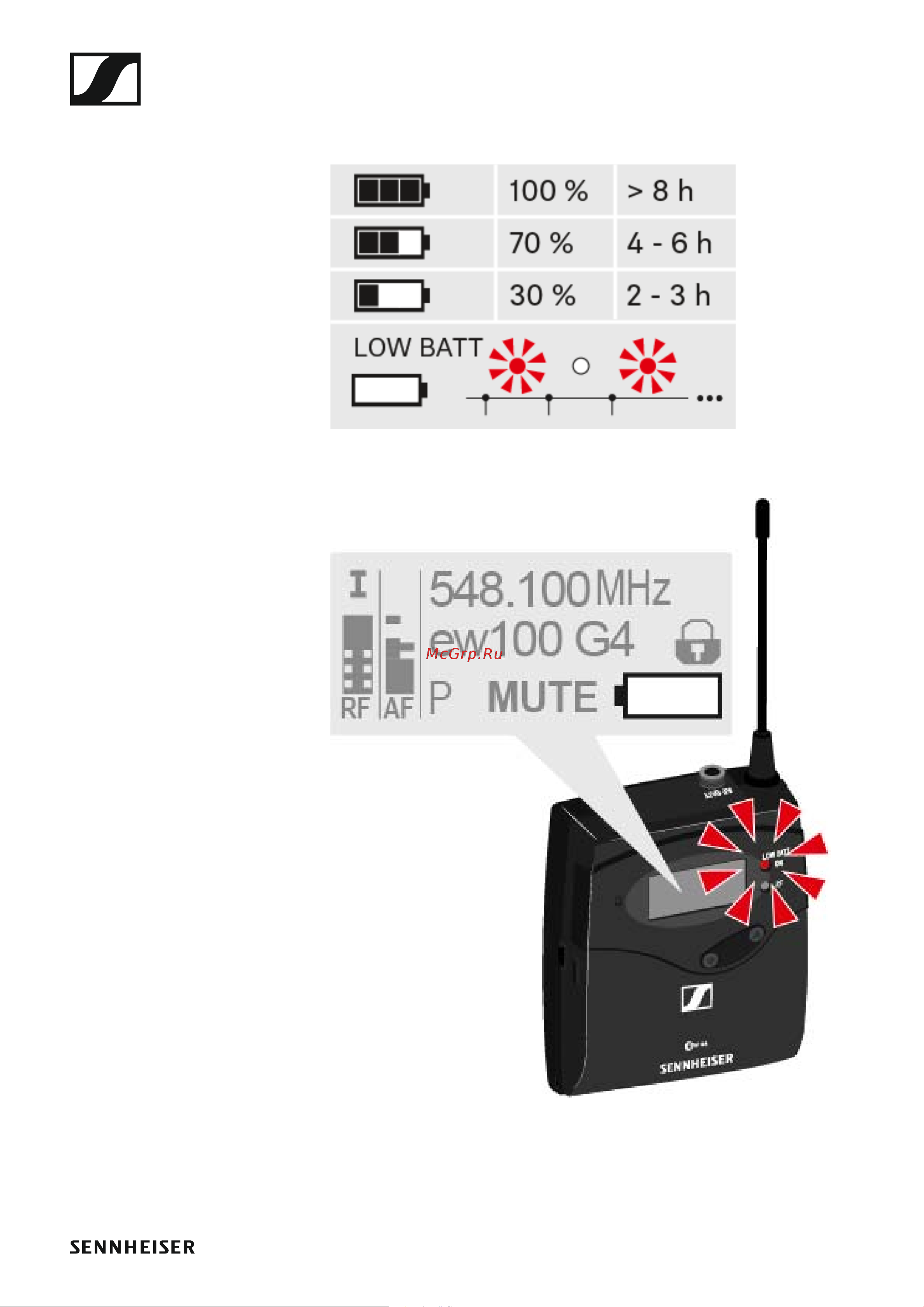 Sennheiser EW 135P G4-A1 [21/128] Battery status