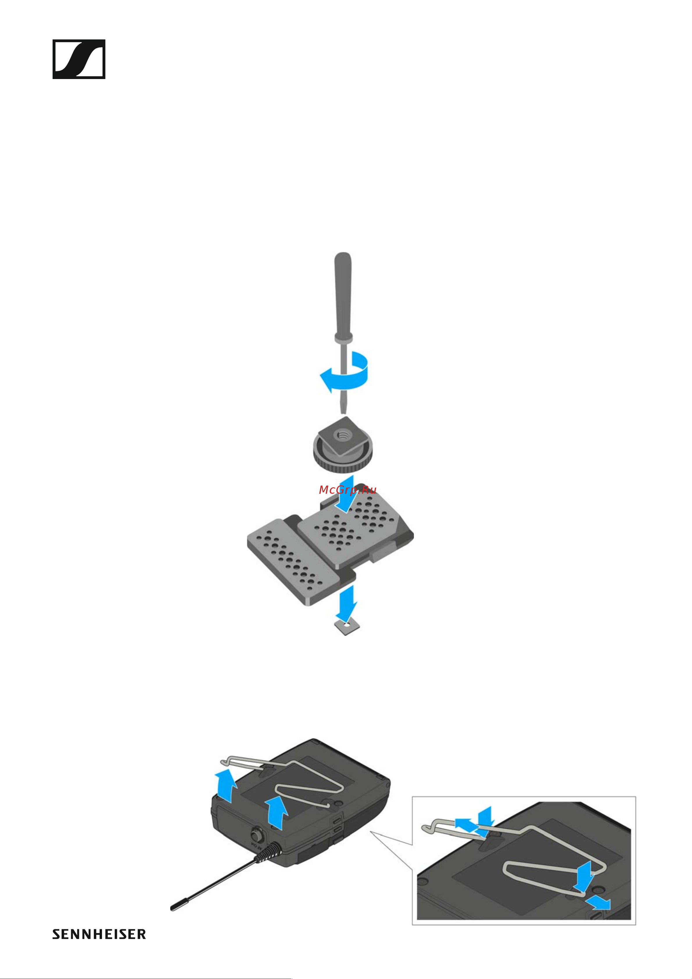 Sennheiser EW 135P G4-A1 [22/128] Attaching the diversity receiver to a camera