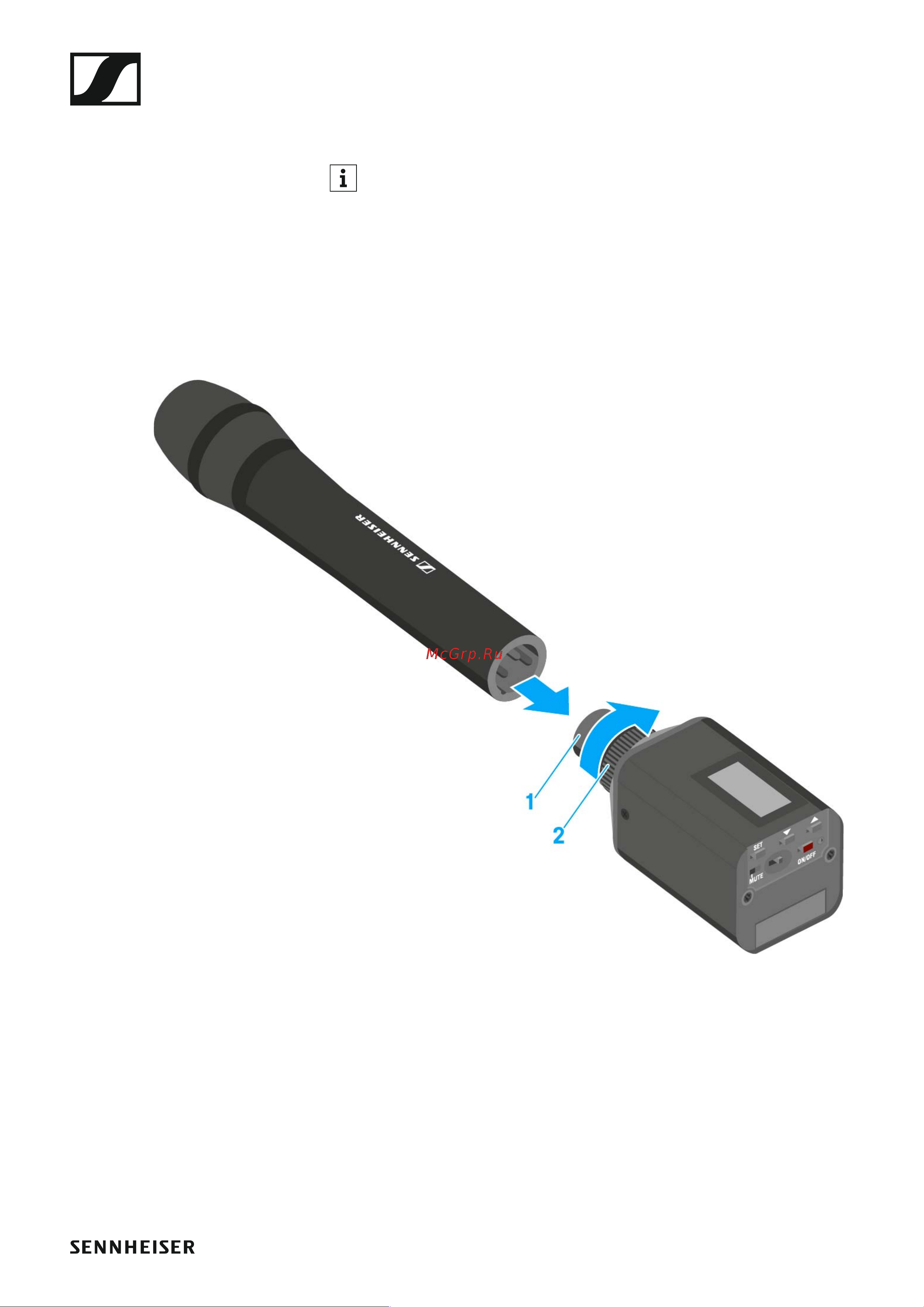 Sennheiser EW 135P G4-A1 [36/128] Attaching the plug on transmitter to the micro phone