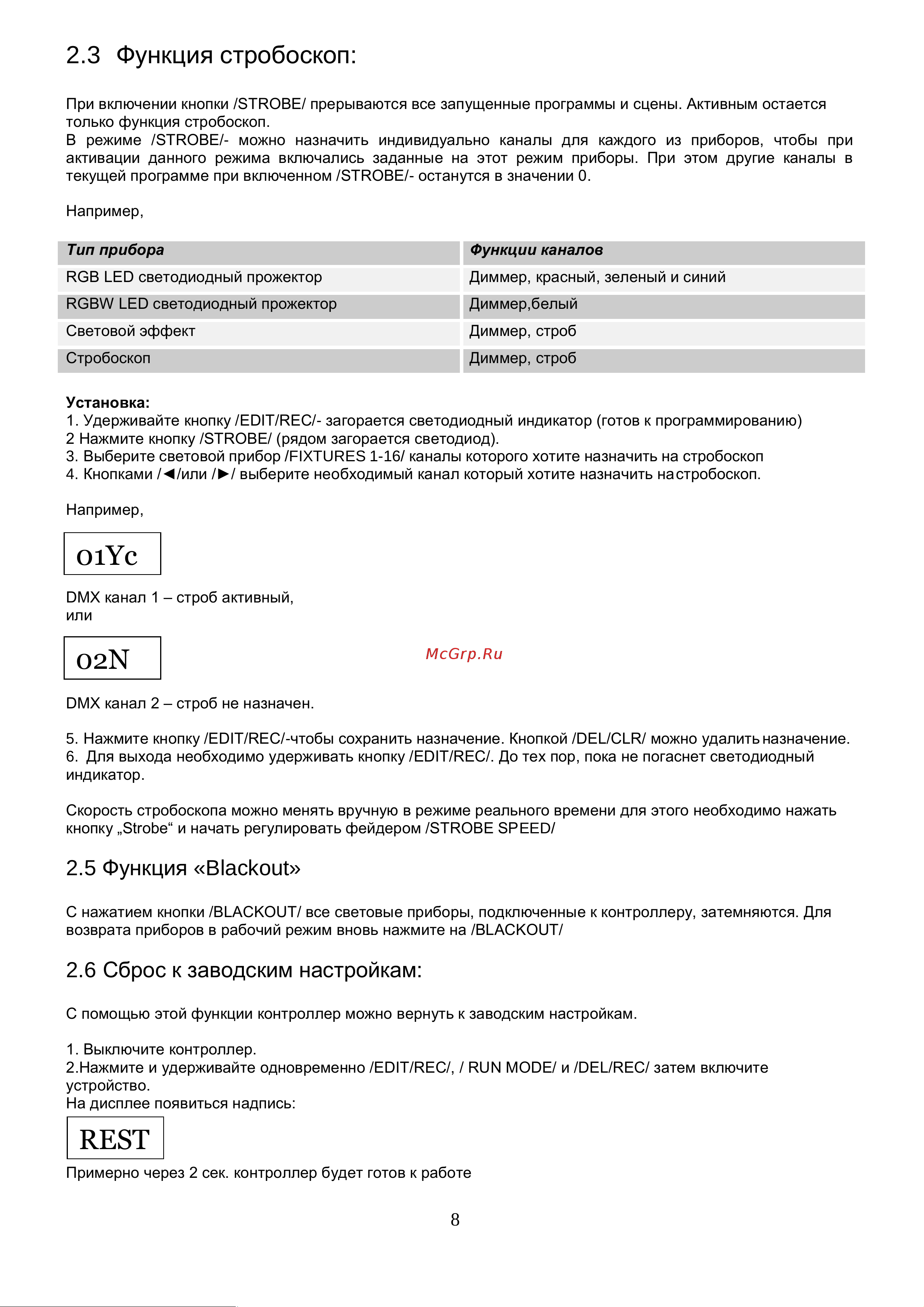 Involight LEDControl DMX [9/12] Функция стробоскоп